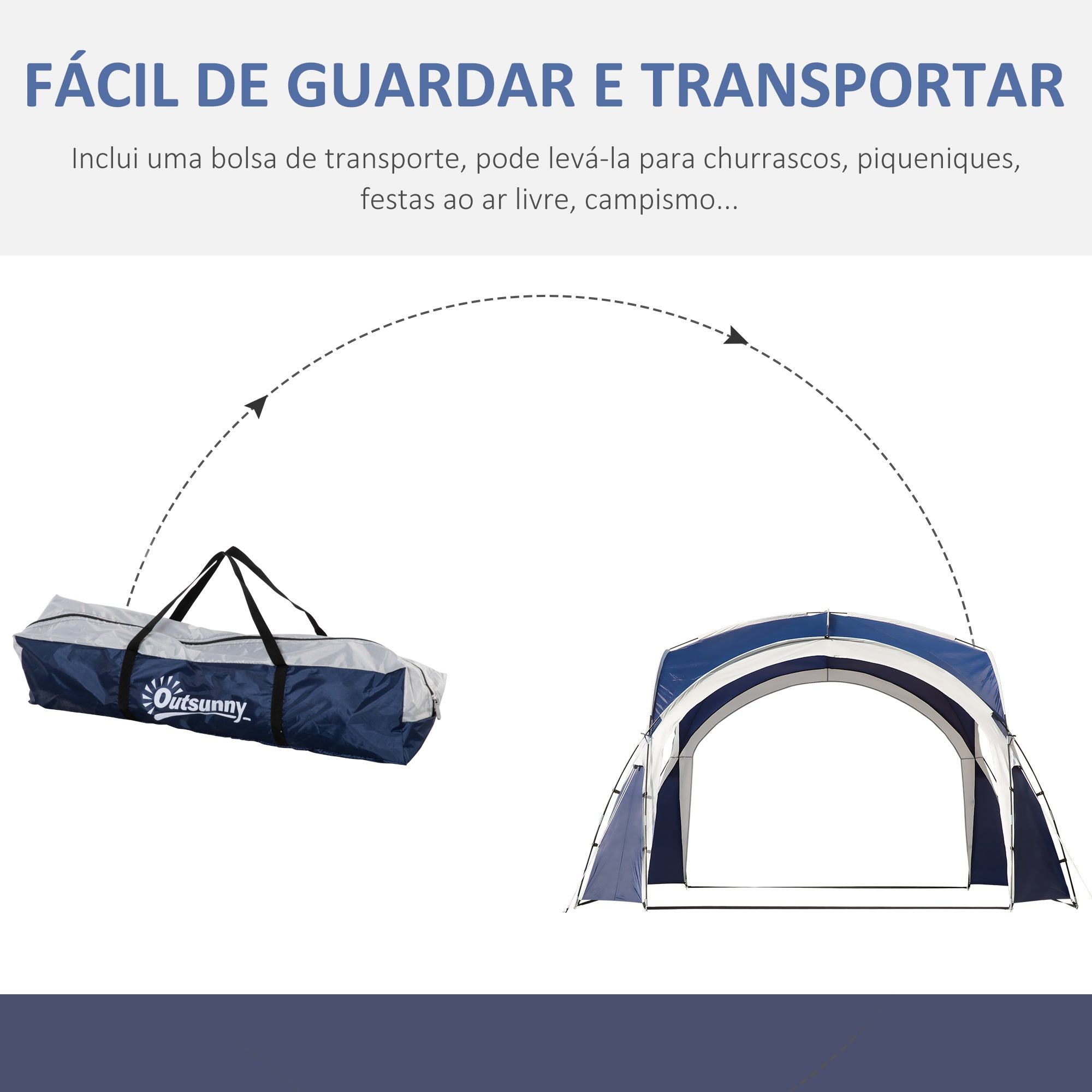 Tenda de Campismo 3,5x3,5 m Azul e Cinza Claro