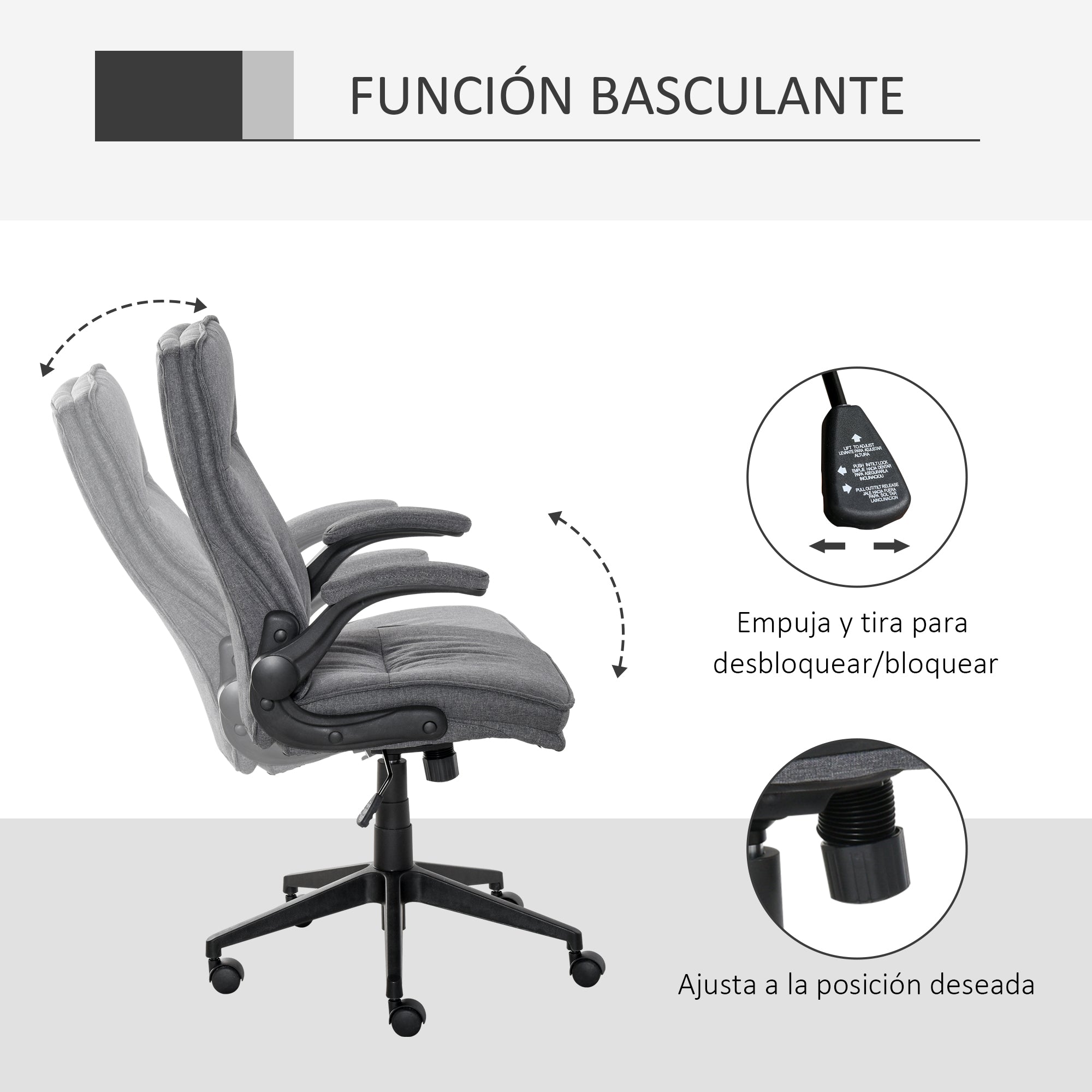 Cadeira de Escritório Ergonômica 360° Giratória Cinza 67x70x108-118 cm