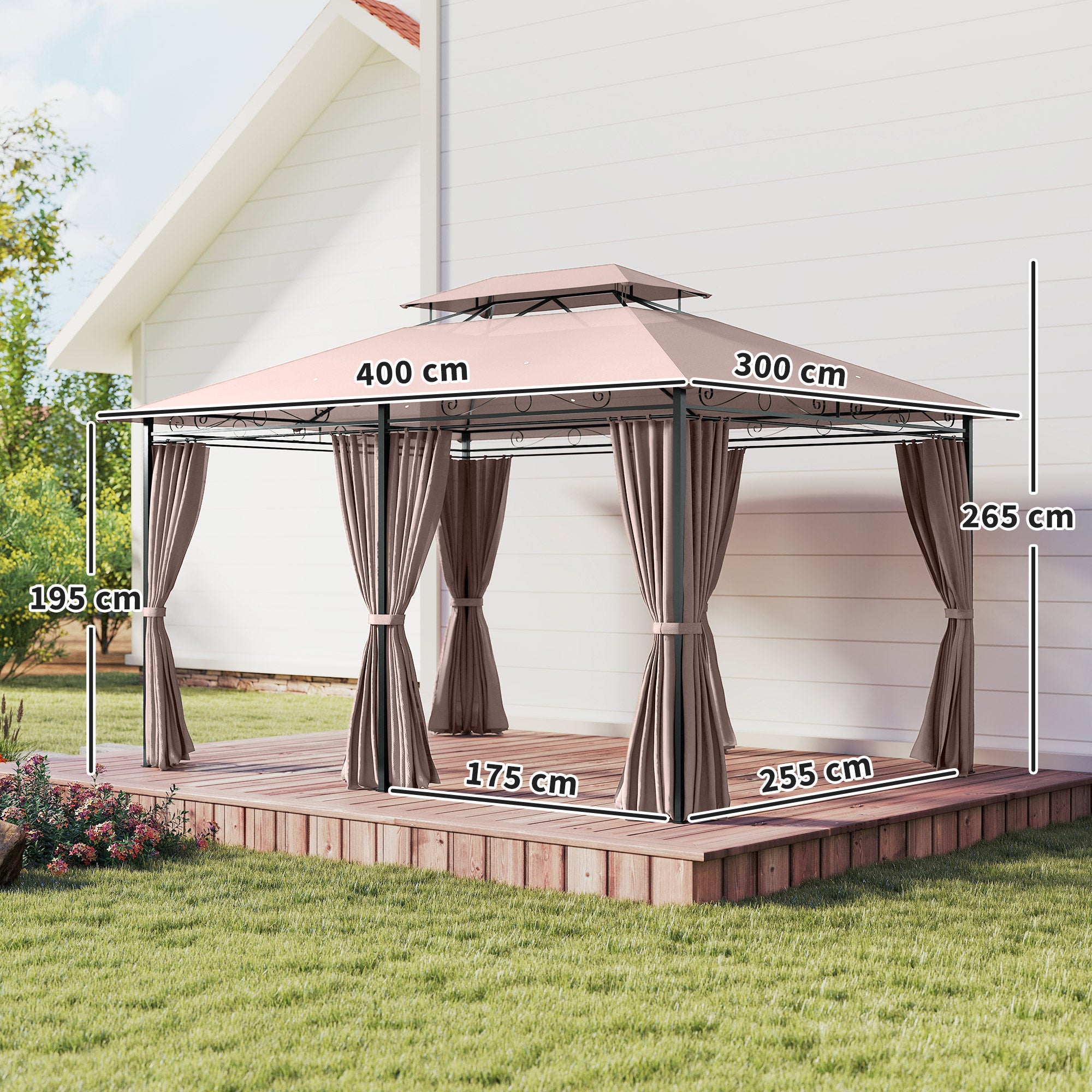 Pérgola de Jardim Marrom 300x400x280 cm