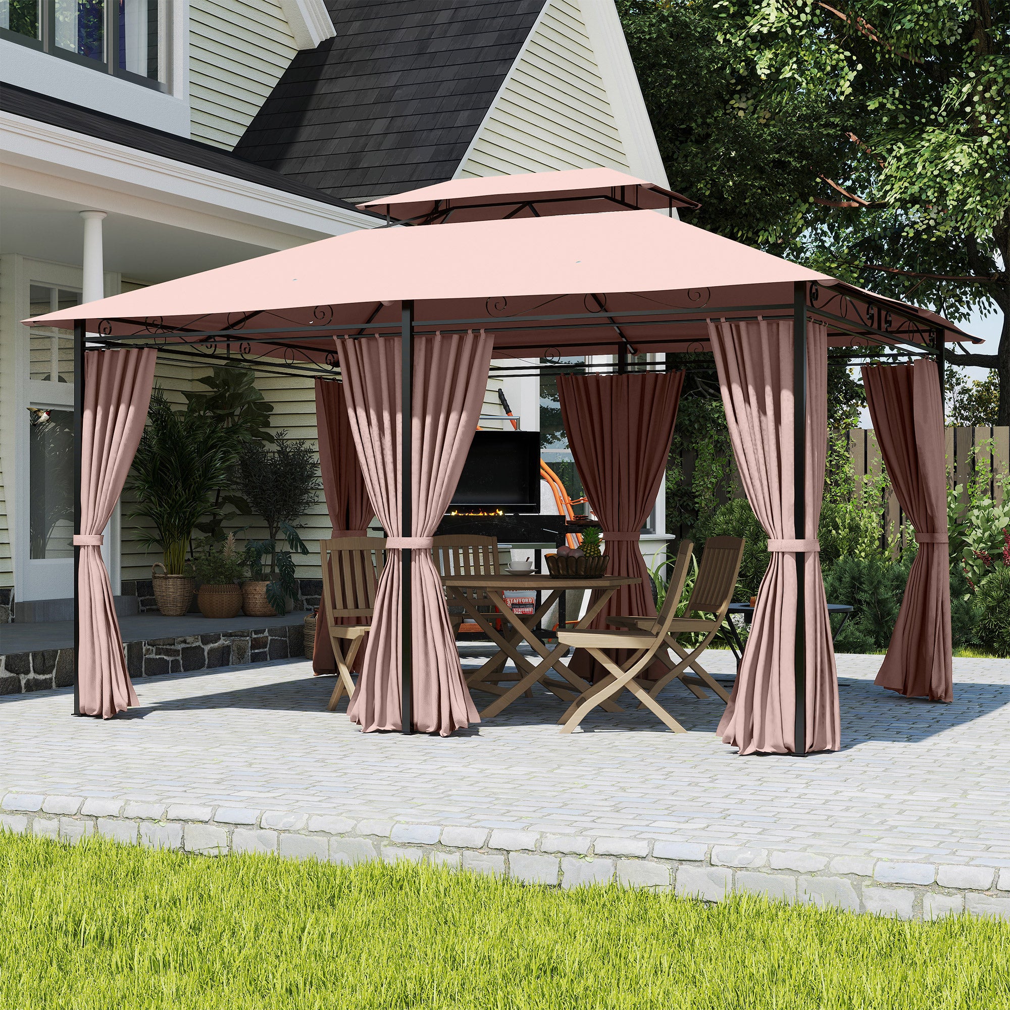 Pérgola de Jardim Marrom 300x400x280 cm