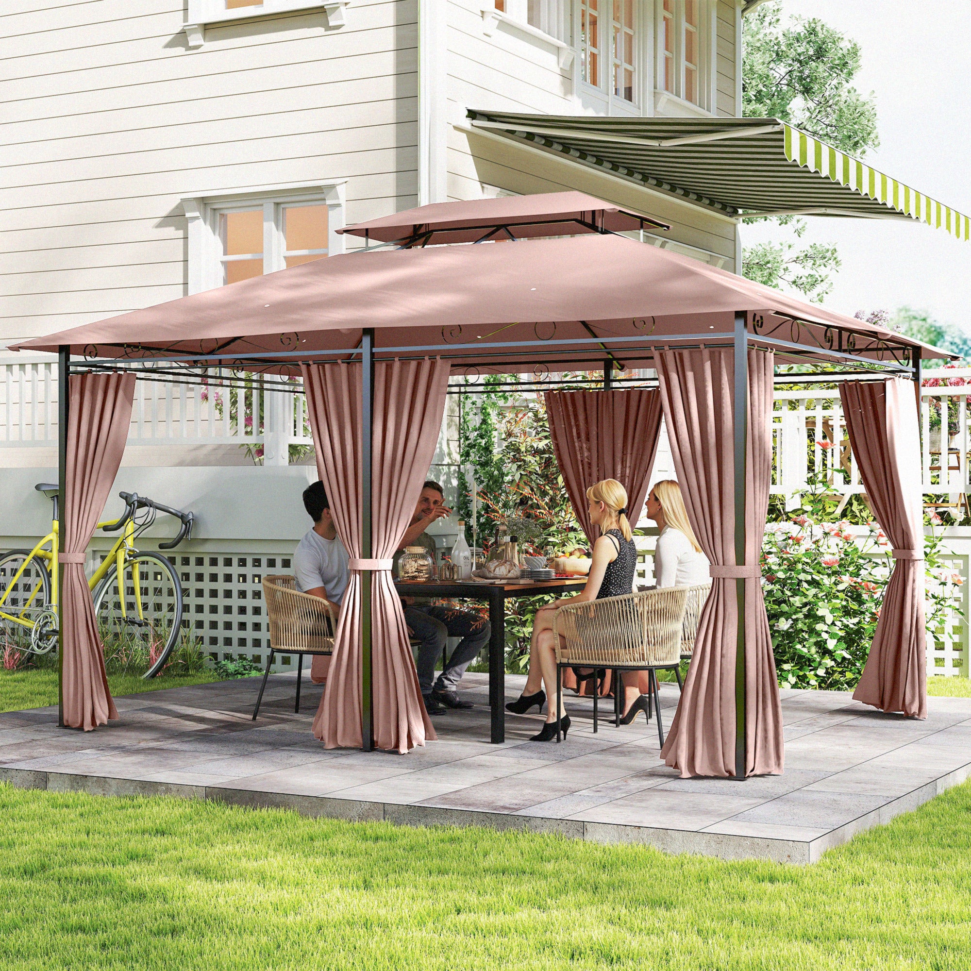 Pérgola de Jardim Marrom 300x400x280 cm