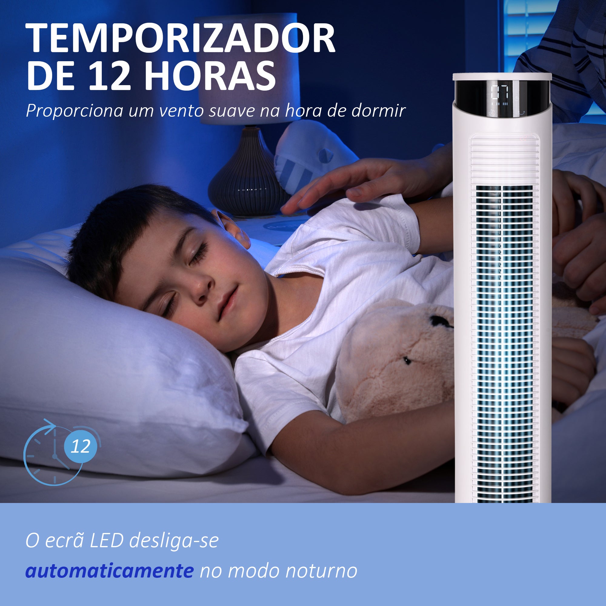 Ventoinha de Coluna Branca Ø31,5x93 cm - Refresque-se com Estilo!
