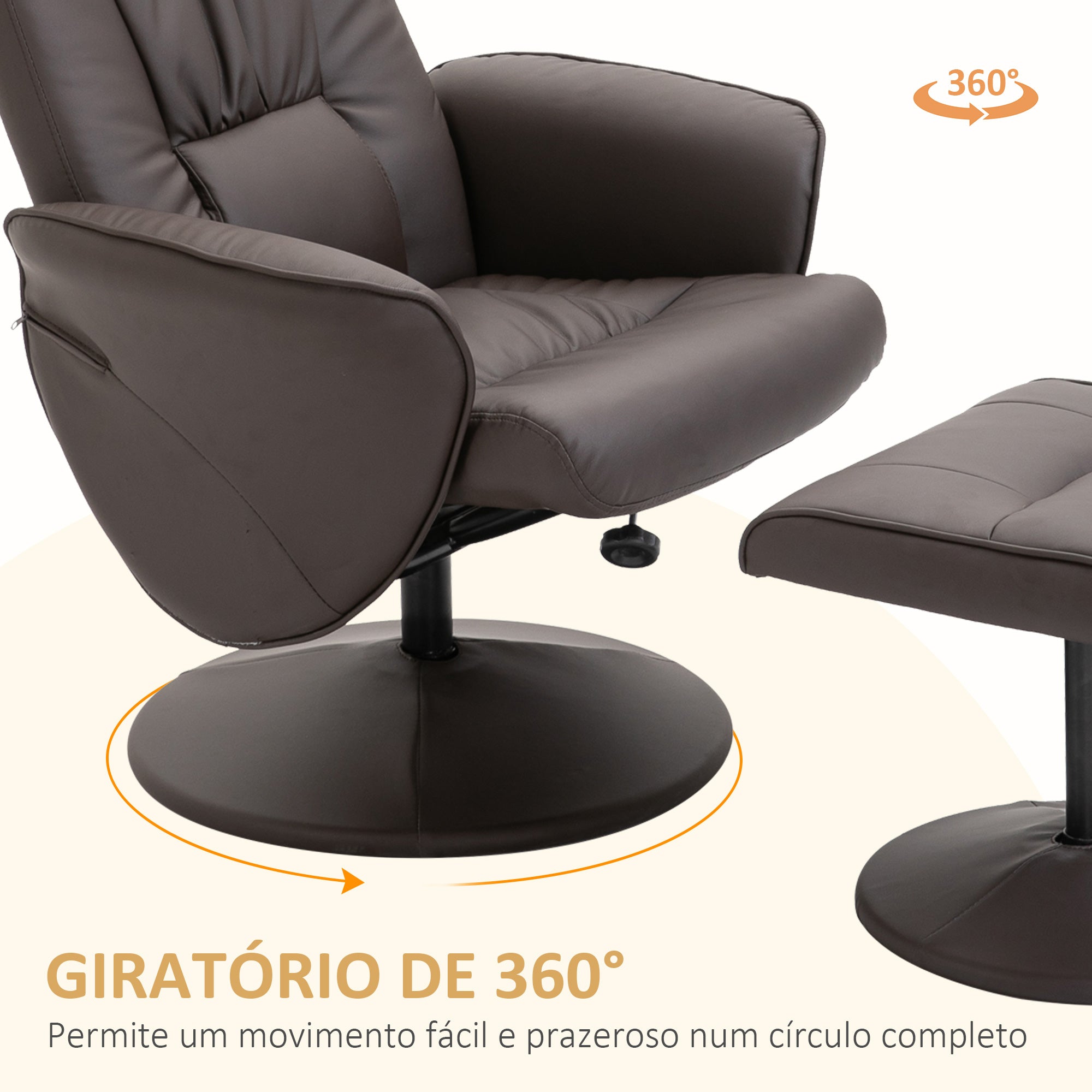 Poltrona Relax Reclinável Marrom 81x81x105 cm