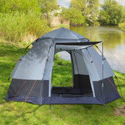 Tenda de Campismo para 2 Pessoas - 260x260x150 cm - Preto e Cinza