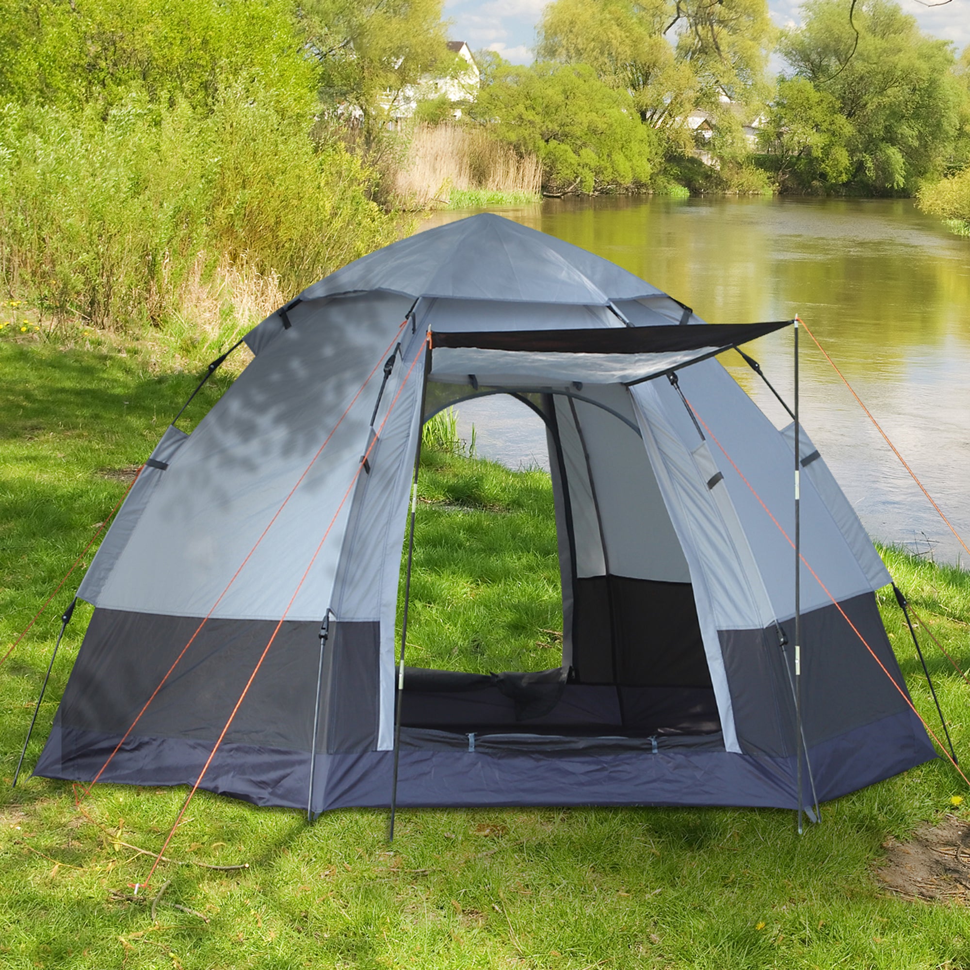 Tenda de Campismo para 2 Pessoas - 260x260x150 cm - Preto e Cinza