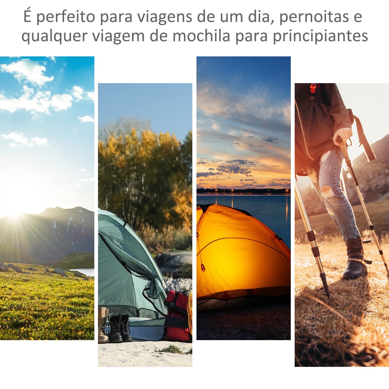 Tenda de Campismo para 2 Pessoas - 260x260x150 cm - Preto e Cinza