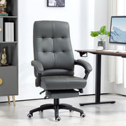Cadeira de Escritório Ergonômica Reclinável Estofada em PU 65x65x118-125 cm Cinza Escuro