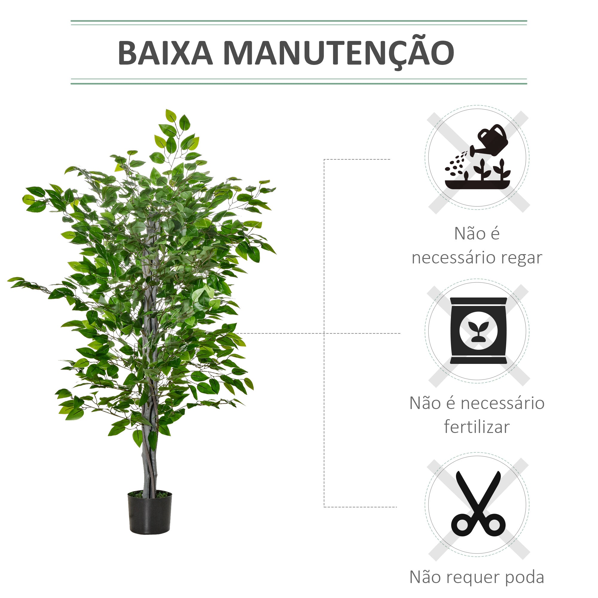 Planta Artificial Ficus – 135 cm – Verde – Plástico