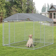 Canil de Exterior Prata 300x300x234 cm com Toldo - Espaçoso e Seguro