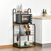 Estante de Cozinha – 60x40x125 cm – Marrom Rústico – Melamina de madeira e metal