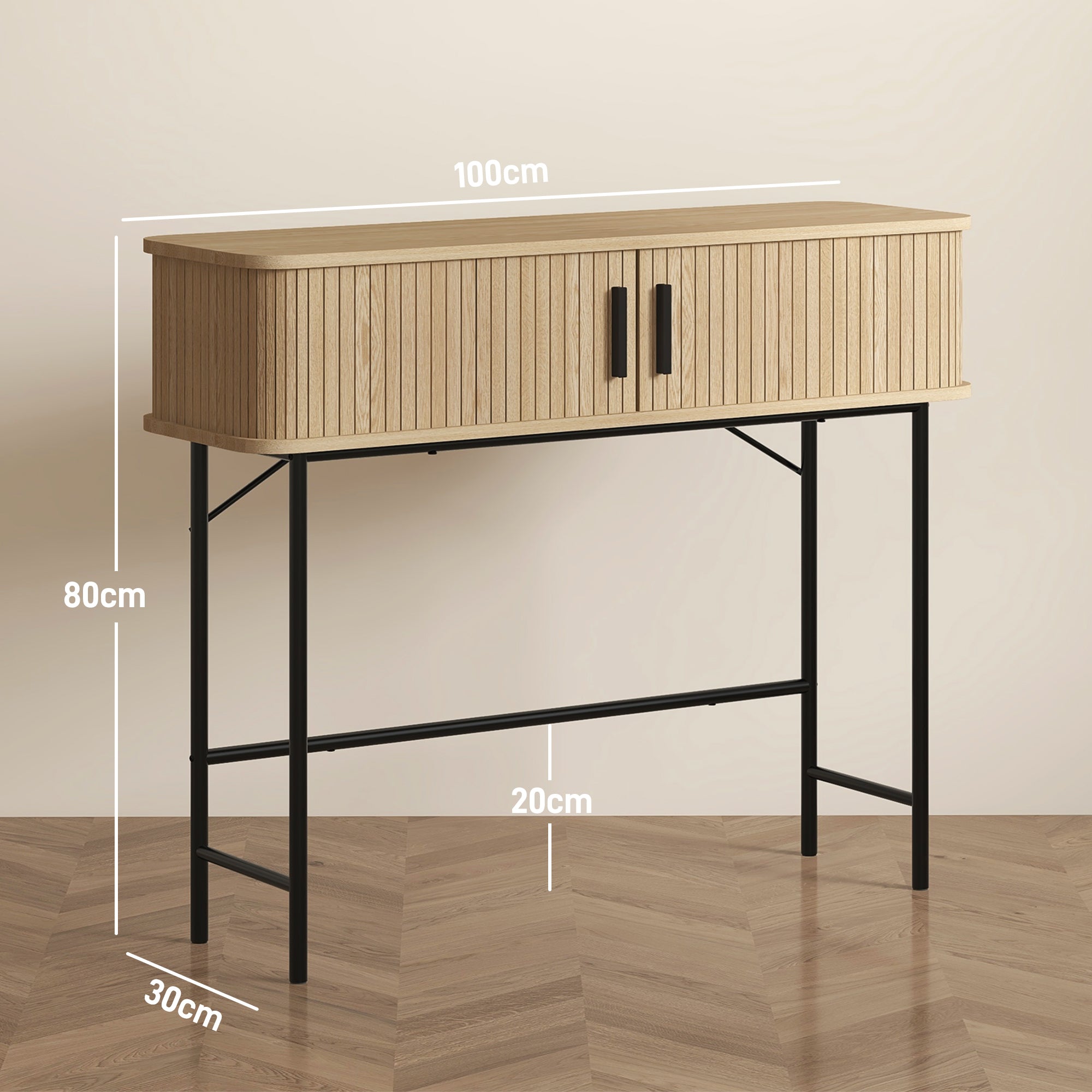 Mesa Consola Vintage Entrada 100x30x80 cm Carvalho e Preto