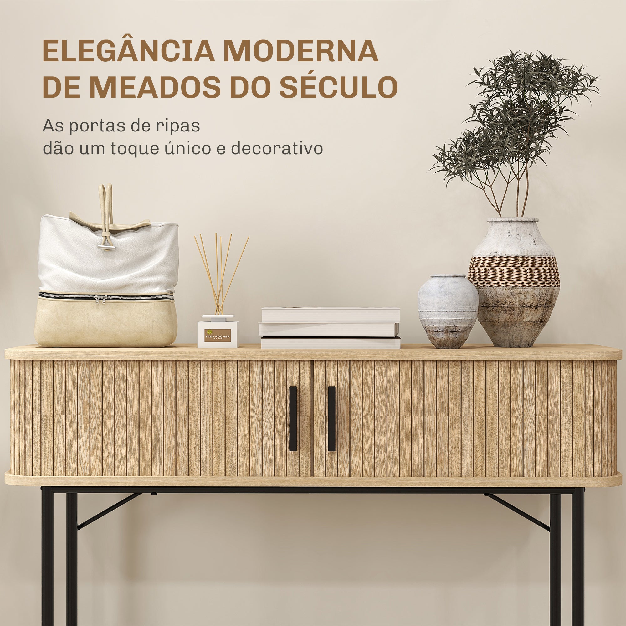 Mesa Consola Vintage Entrada 100x30x80 cm Carvalho e Preto