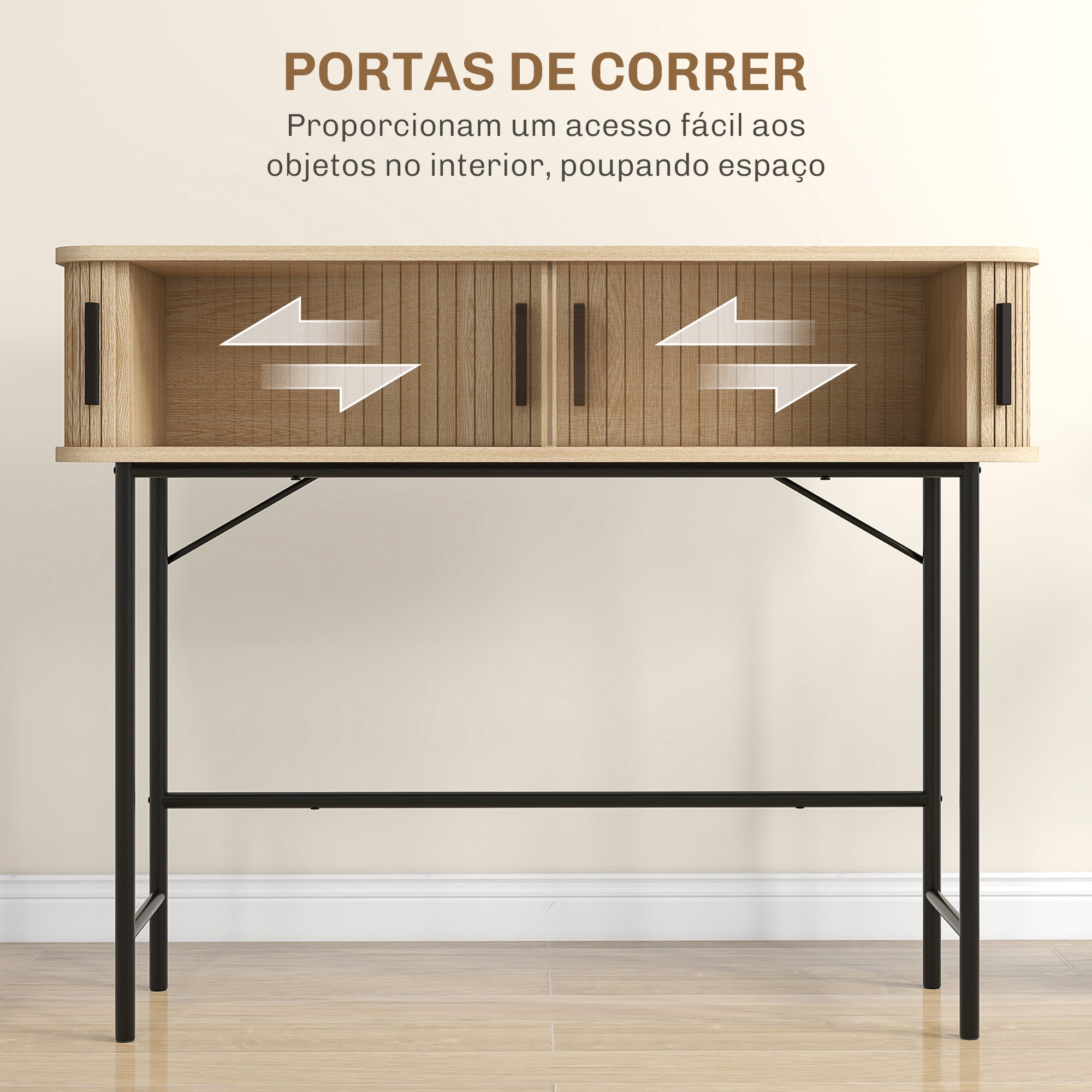 Mesa Consola Vintage Entrada 100x30x80 cm Carvalho e Preto