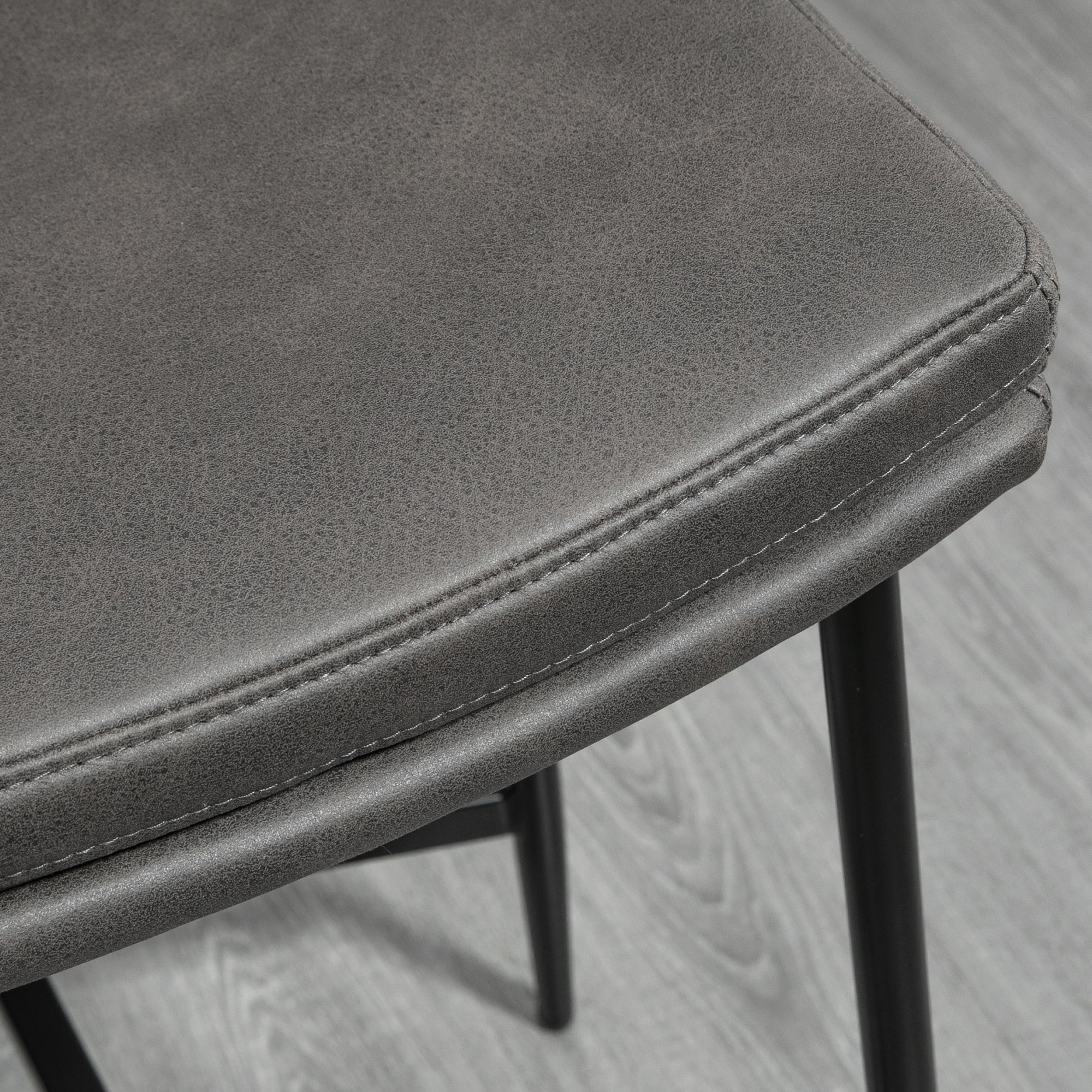 Conjunto de 2 Bancos Altos de Cozinha – 48,5x38,5x68,5 cm – Cinza – Microfibra, Aço