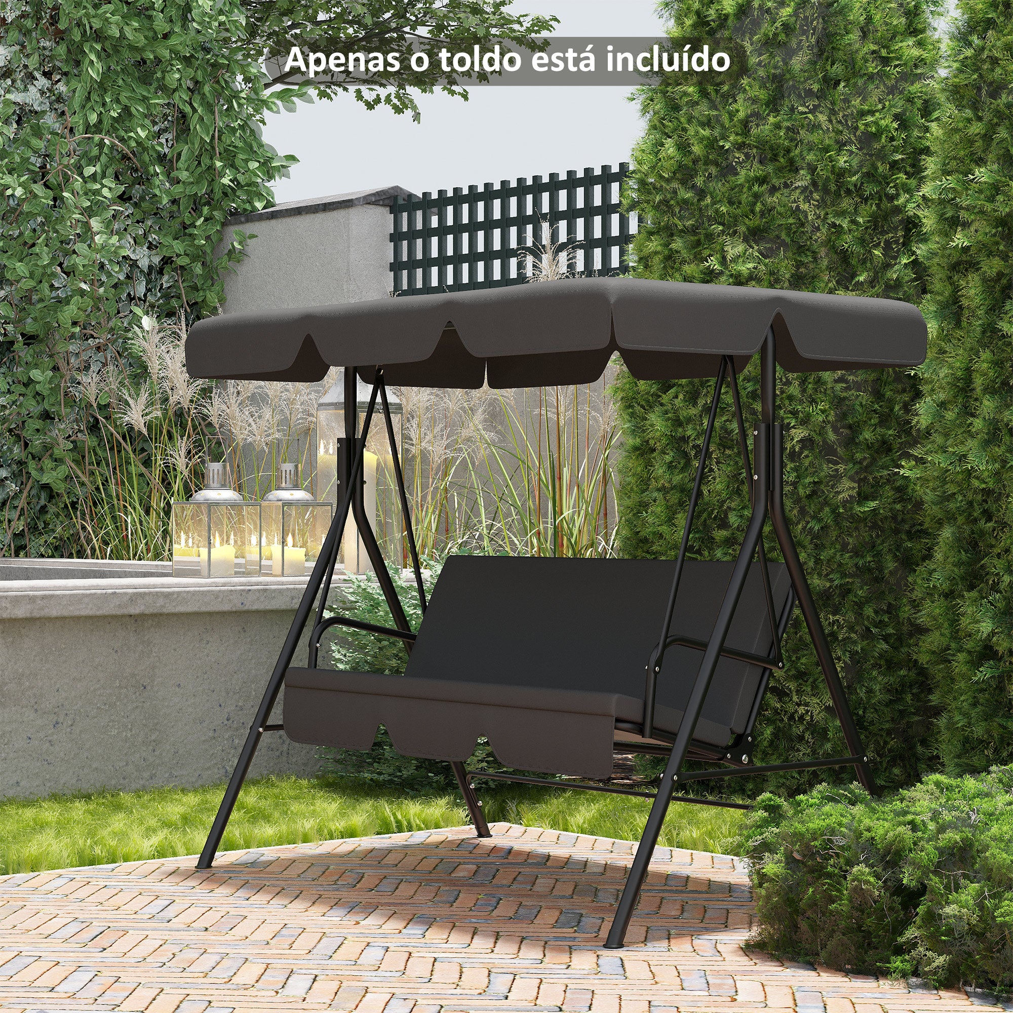 Toldo de Substituição para Baloiços de 3 Lugares 156x117x15 cm - Cinzento