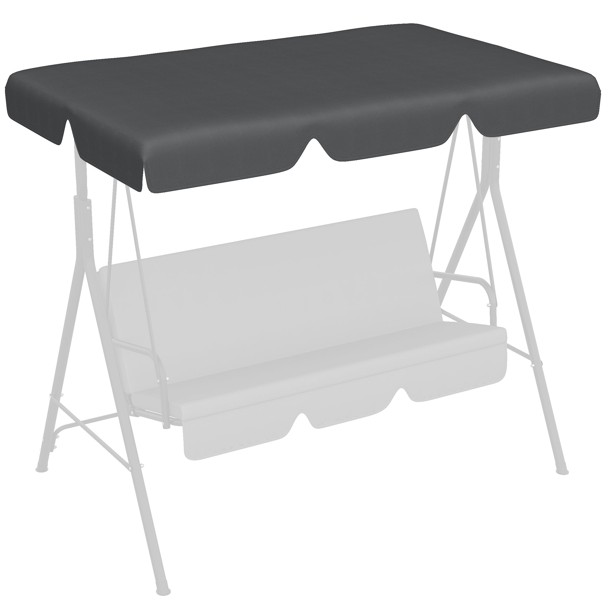 Toldo de Substituição para Baloiços de 3 Lugares 156x117x15 cm - Cinzento
