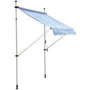Toldo Dobrável de Janela 197x250x200-300cm Azul e Branco