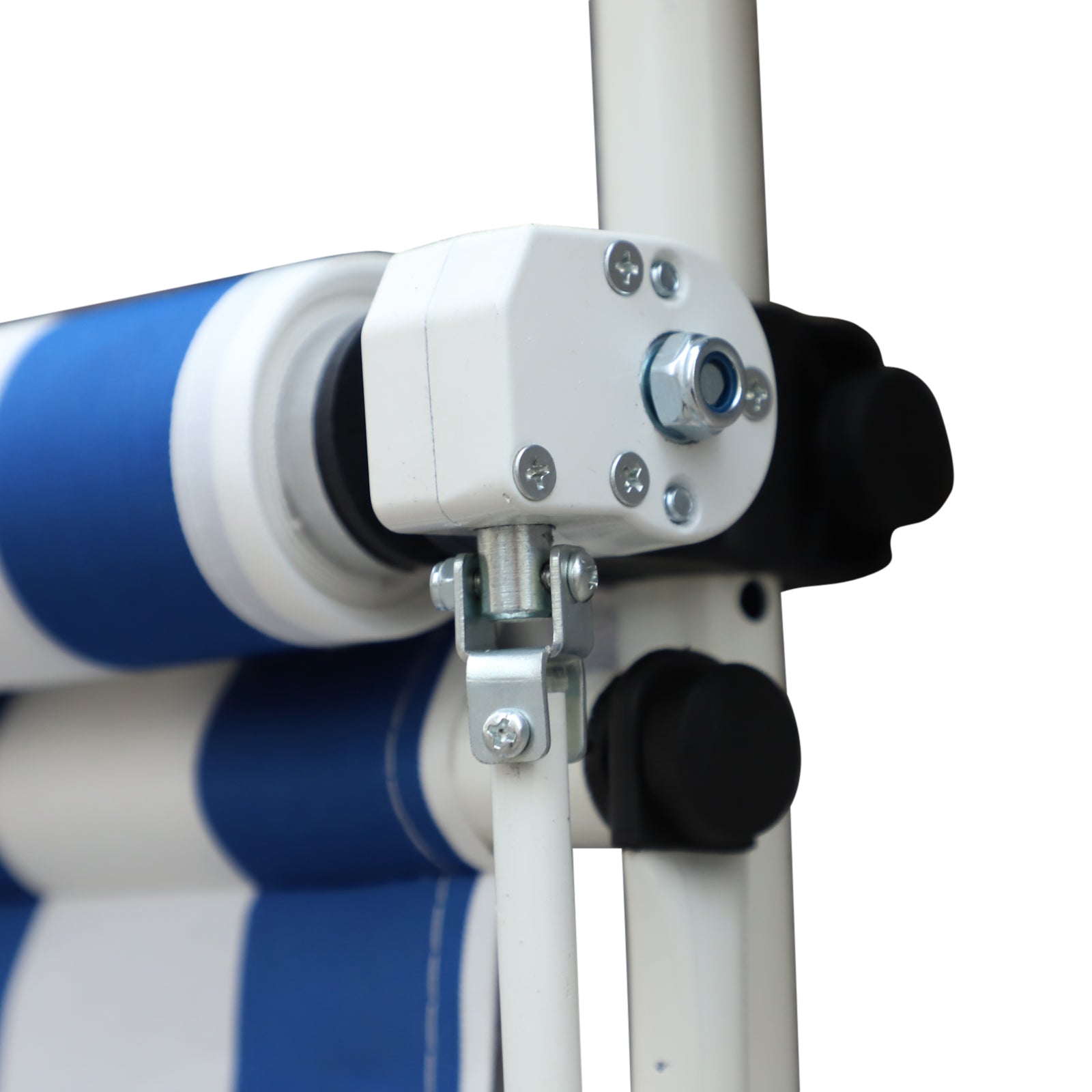 Toldo Dobrável de Janela 197x250x200-300cm Azul e Branco