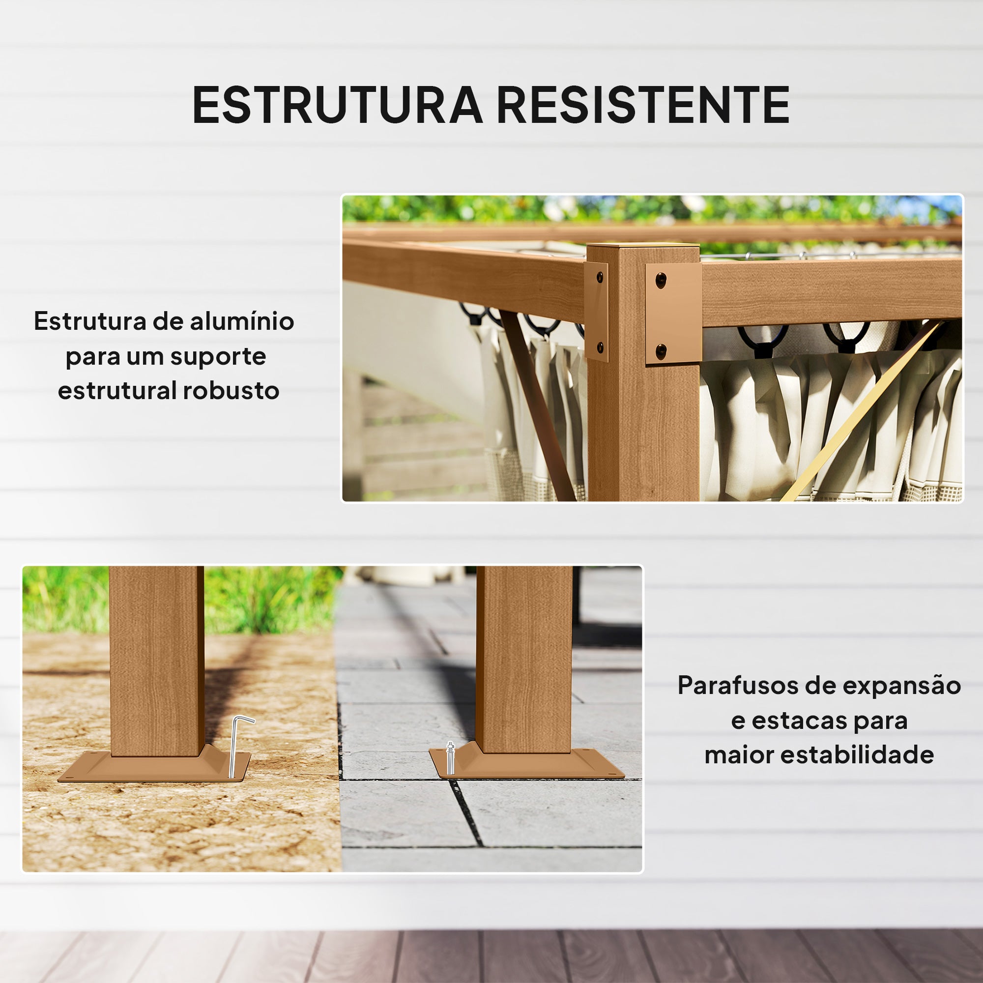 Pérgola de Jardim Retrátil 397x297x225 cm Cor de Madeira Natural