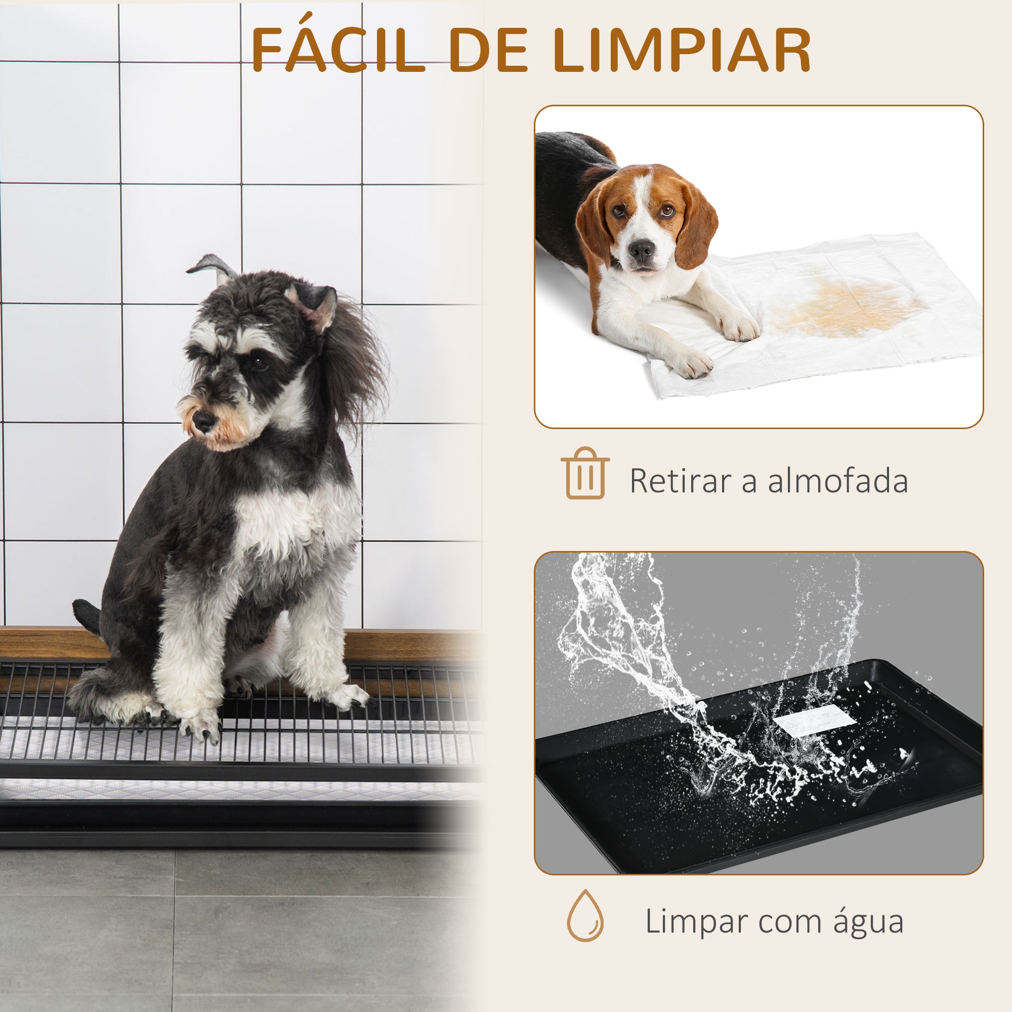 Sanita para Cães Médios e Pequenos 62x45,5x11cm Marrom Escuro e Preto