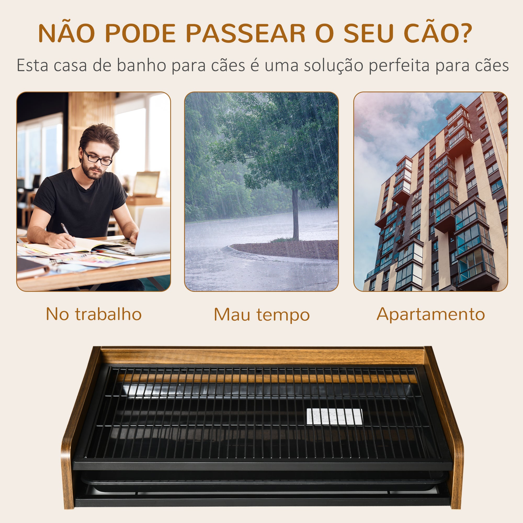 Sanita para Cães Médios e Pequenos 62x45,5x11cm Marrom Escuro e Preto