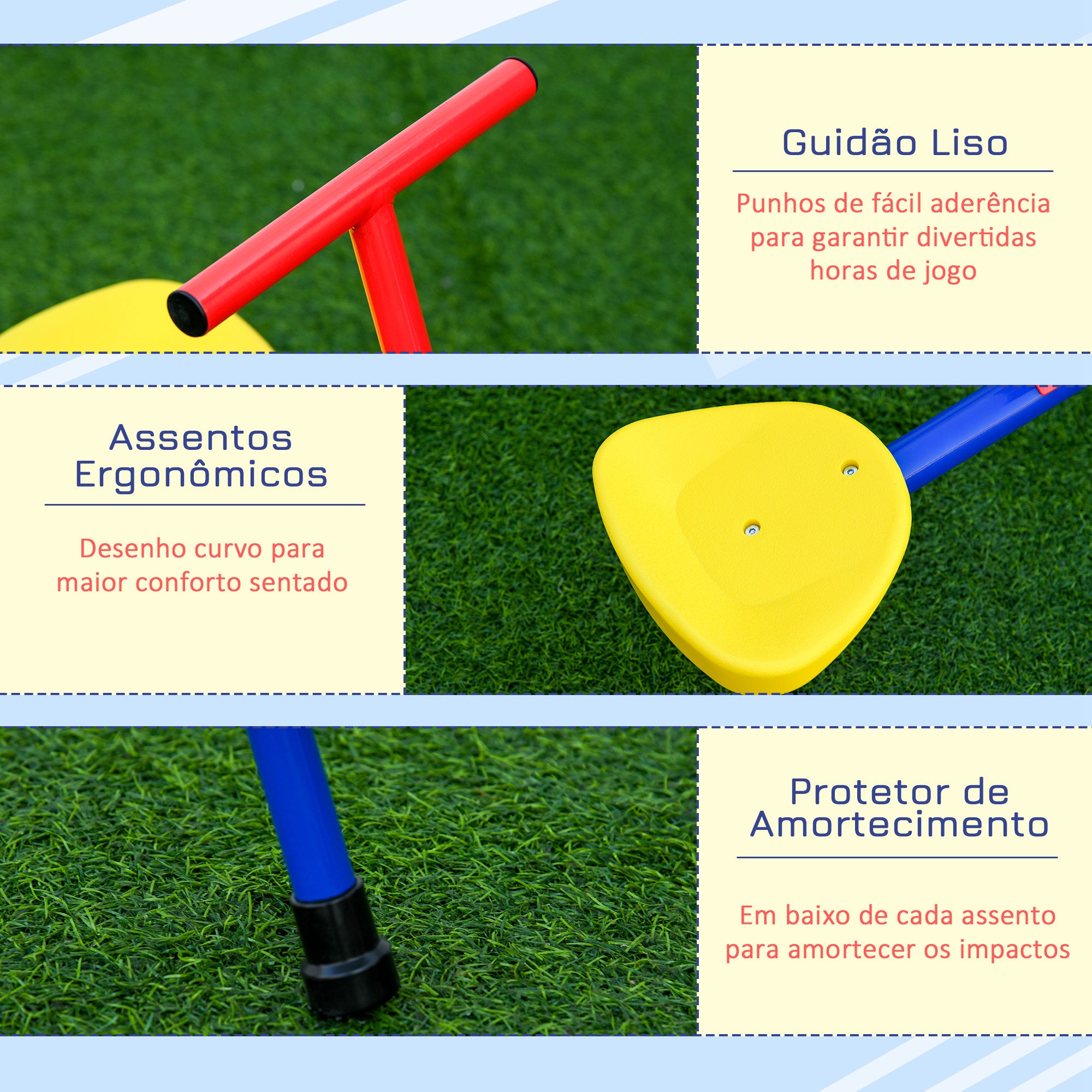 Gangorra Giratória 360º para Crianças Acima de 3 Anos - 182x77x43 cm - Multicolor