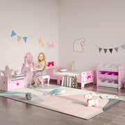 Toucador Infantil com Banco e Espelho – 50x36,5x89,5cm – Cor Rosa – MDF
