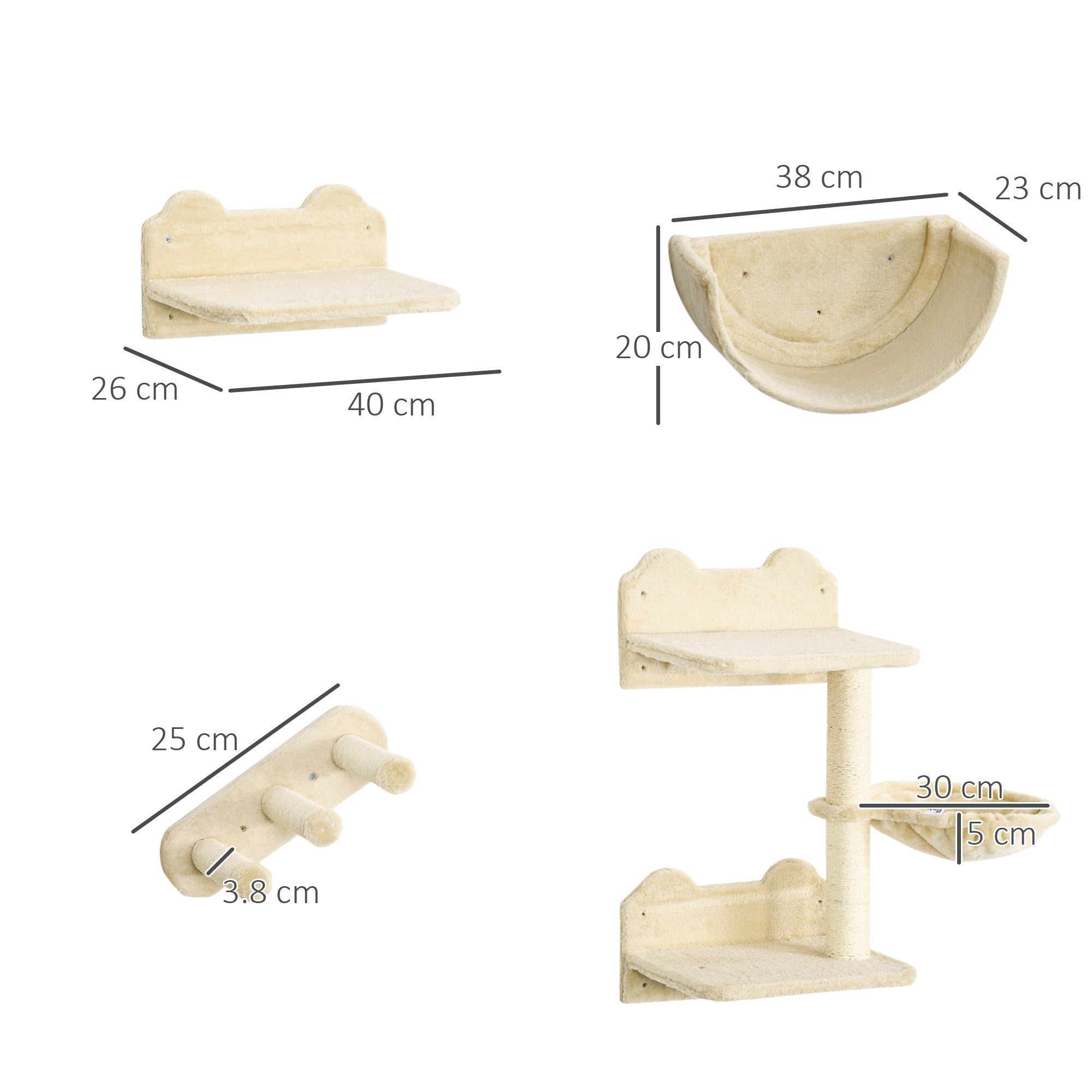 Prateleiras de Escalada para Gatos - 40x28x73 cm - Bege