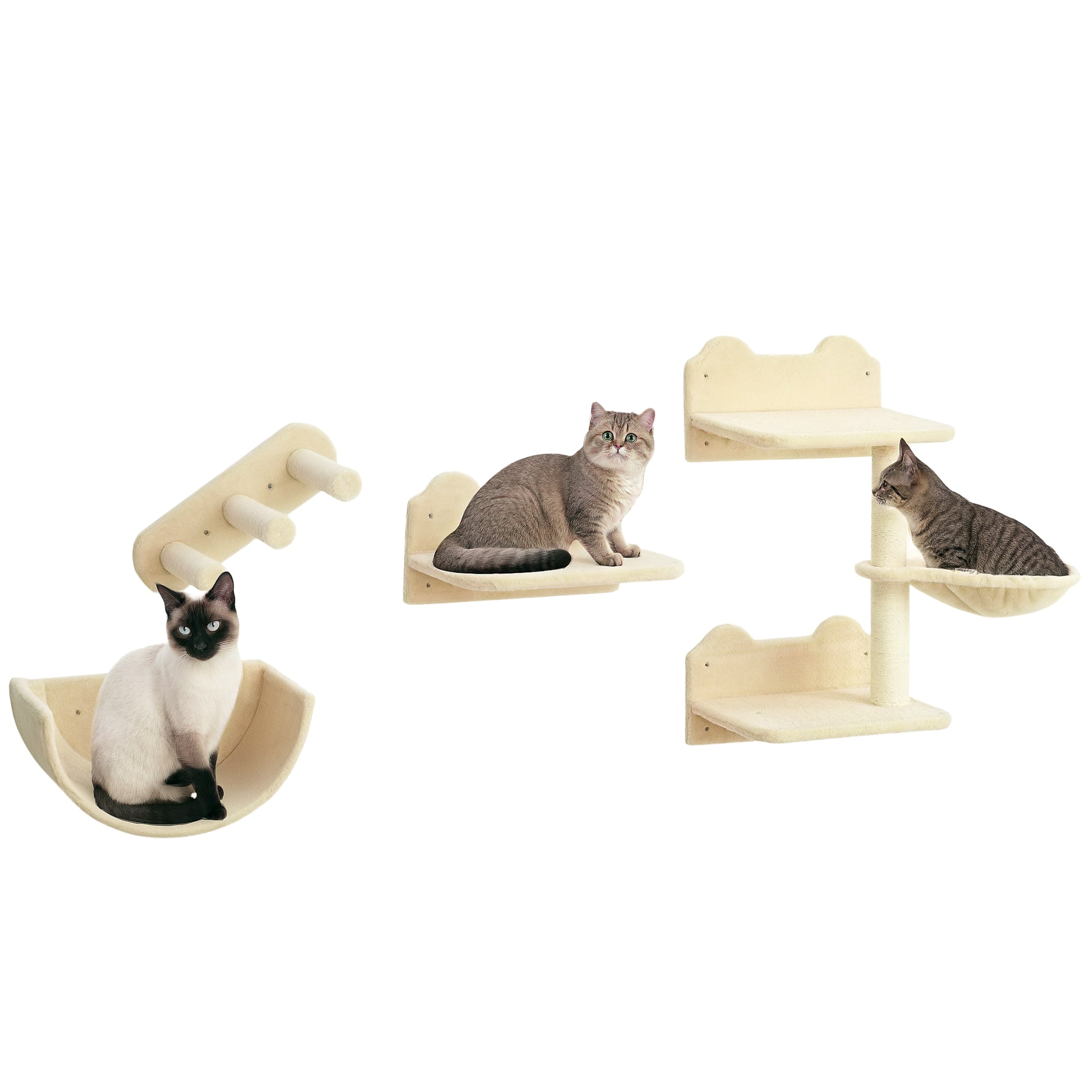 Prateleiras de Escalada para Gatos - 40x28x73 cm - Bege