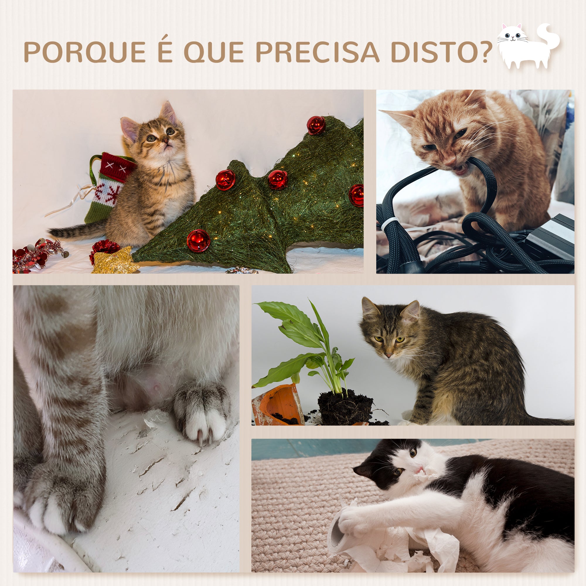 Prateleiras de Escalada para Gatos - 40x28x73 cm - Bege