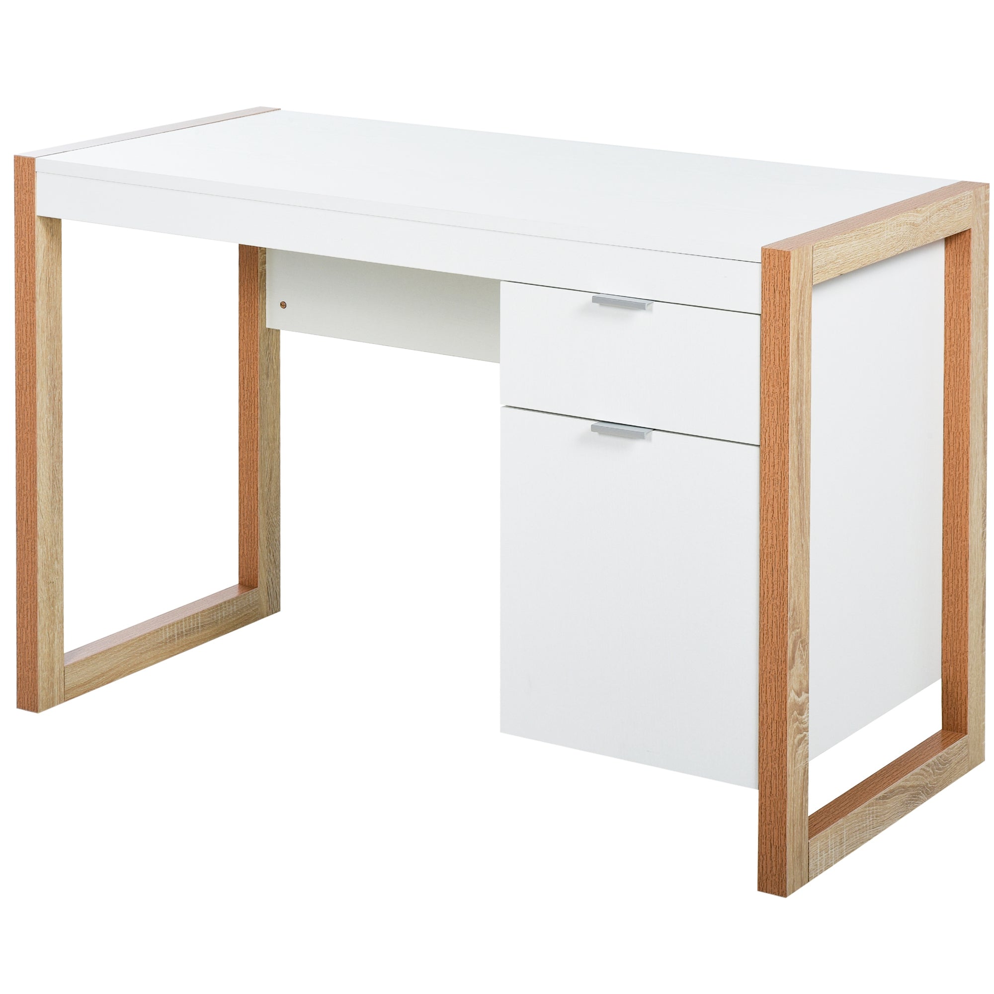 Secretária Espaçosa 112,5x50x75,5cm Branco e Madeira