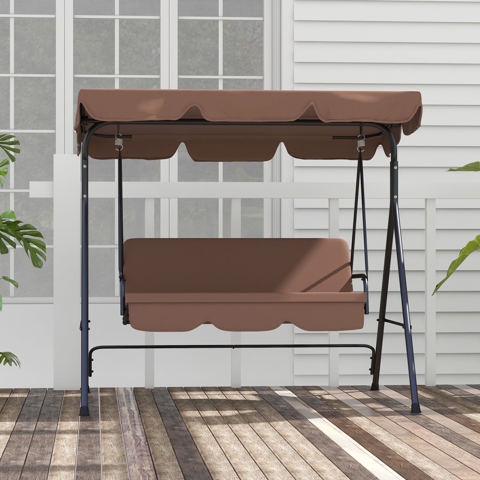 Baloiço de Jardim 3 Lugares Marrom 172x110x153 cm
