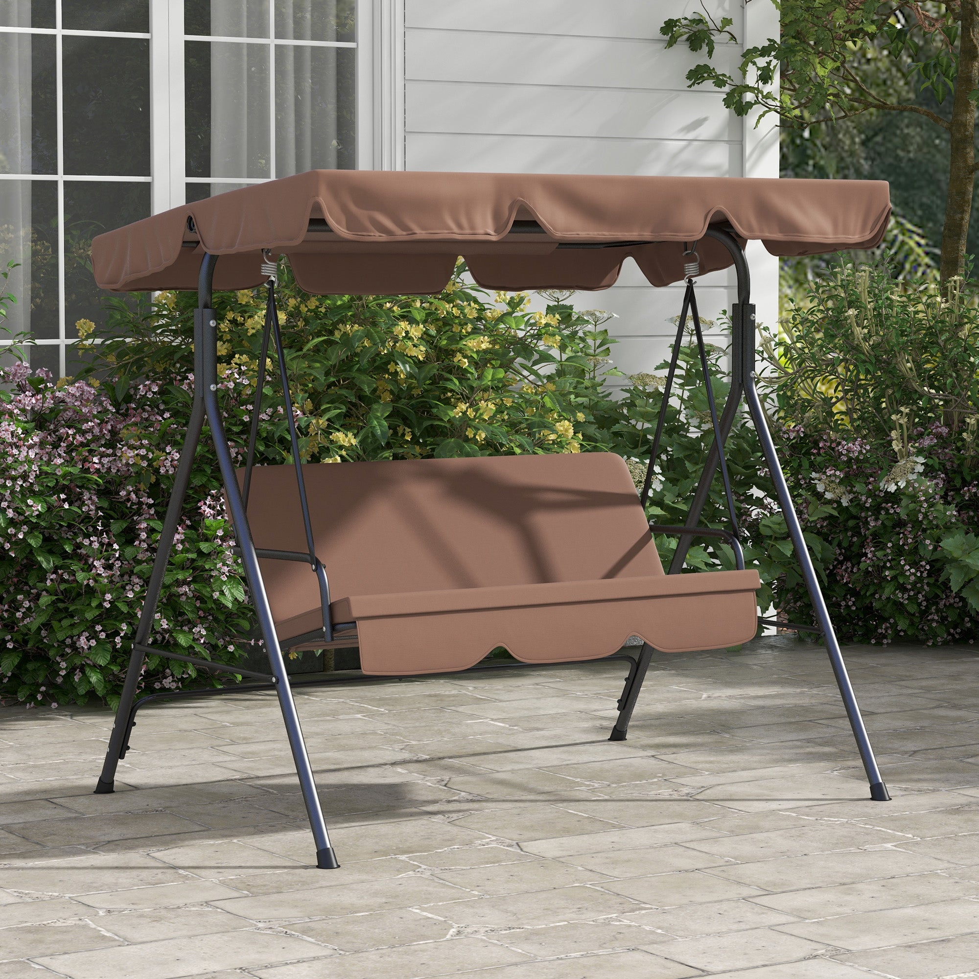Baloiço de Jardim 3 Lugares Marrom 172x110x153 cm