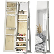 Armário Organizador de Joias com Luzes LED 38x38x157cm Branco e Bege
