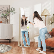 Joalheiro com Espelho e Luzes LED 38x38x157cm Branco e Bege