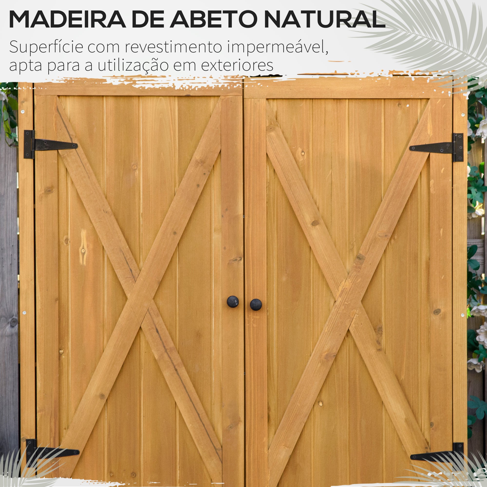 Armário de Jardim de Madeira 110x55x117 cm Cor de Madeira Natural