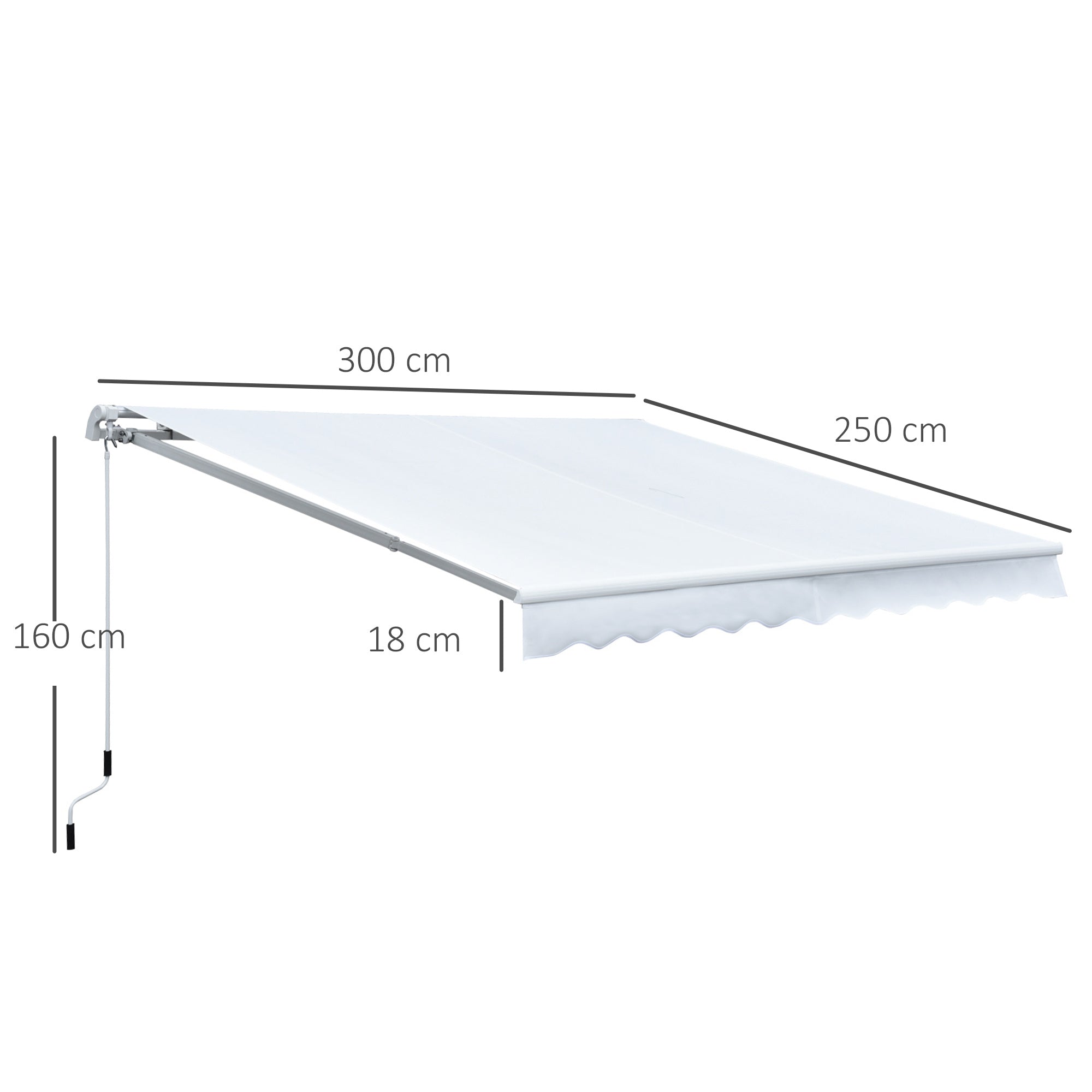 Toldo Manual Dobrável de Alumínio para Varanda 300x250 cm - Branco