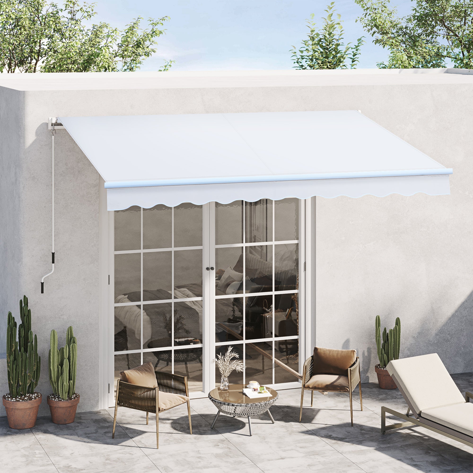 Toldo Manual Dobrável de Alumínio para Varanda 300x250 cm - Branco