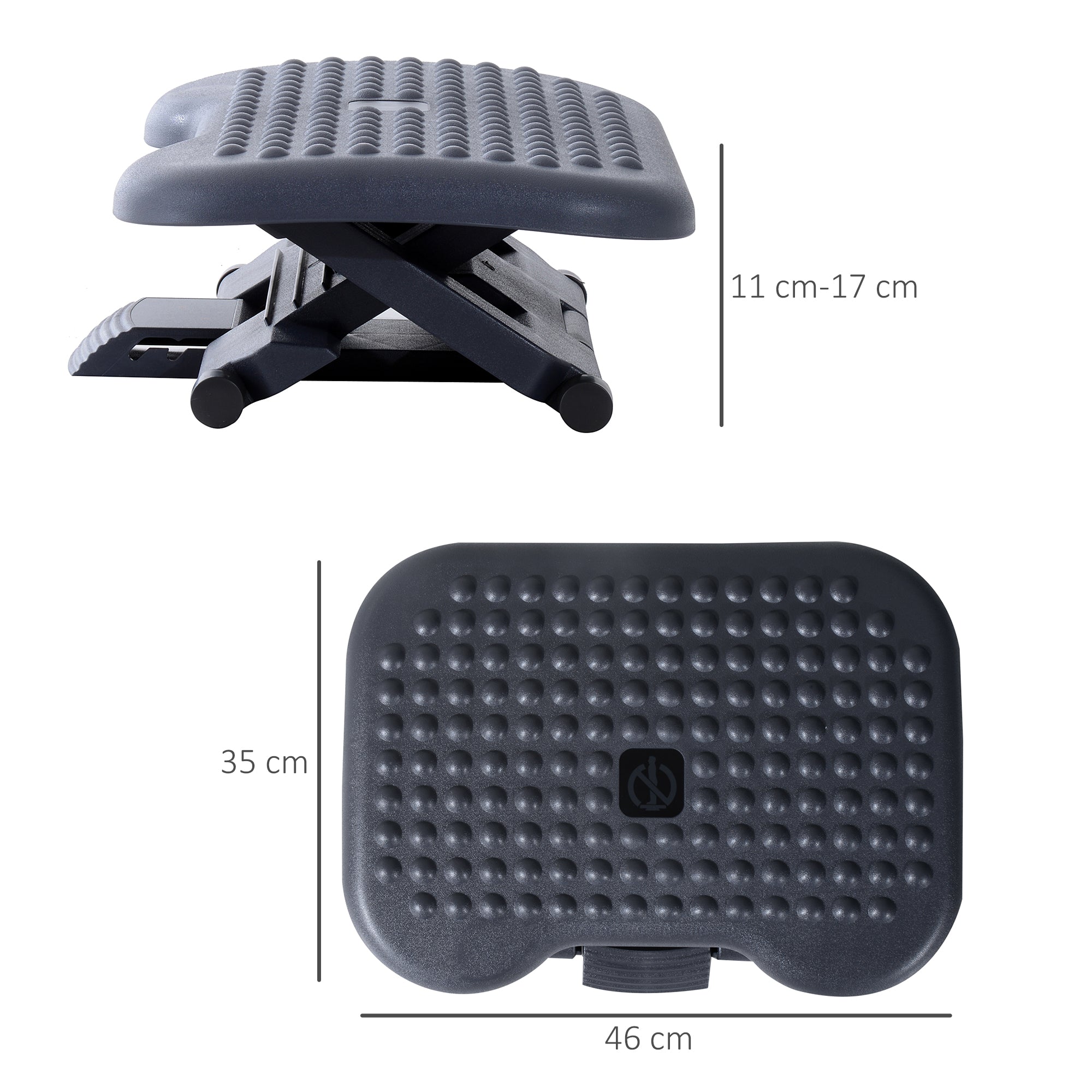 Apoio de Pés Ergonômico Ajustável 46x35 cm Cinza Escura