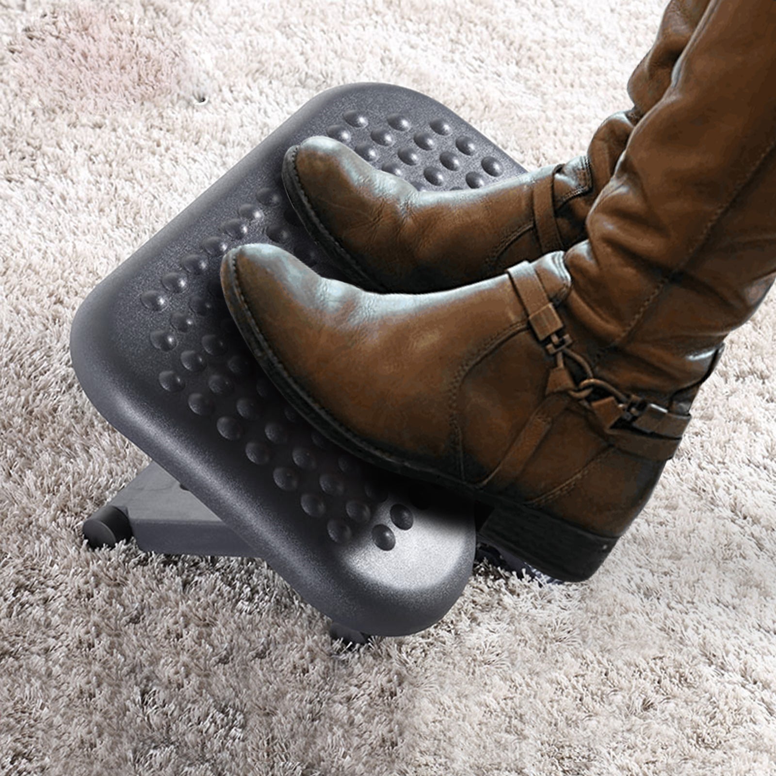 Apoio de Pés Ergonômico Ajustável 46x35 cm Cinza Escura