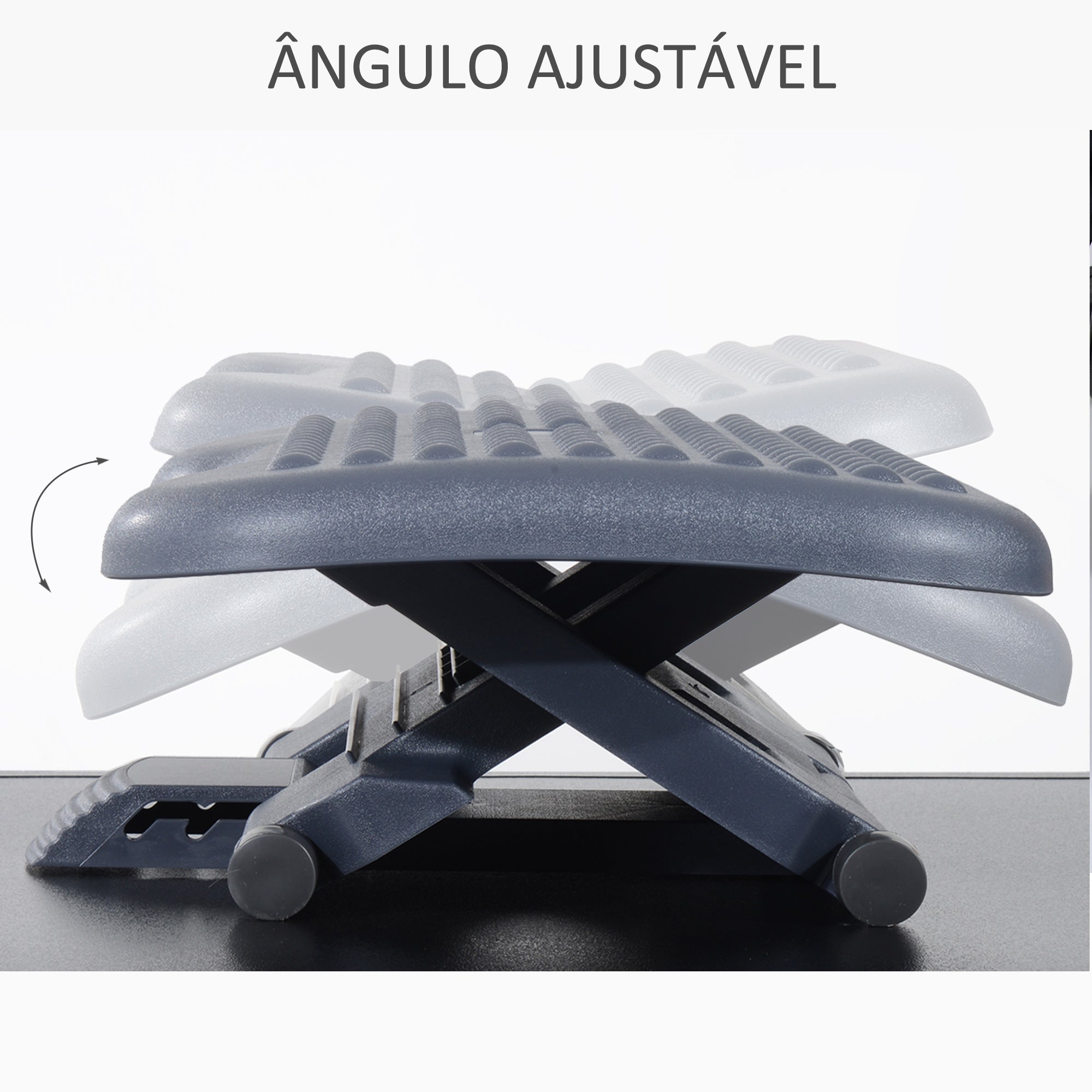 Apoio de Pés Ergonômico Ajustável 46x35 cm Cinza Escura