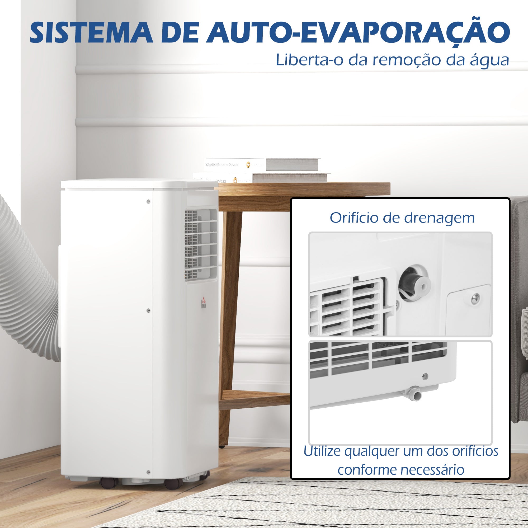 Ar Condicionado Portátil 7000 BTU Branco 30x34x69,4 cm