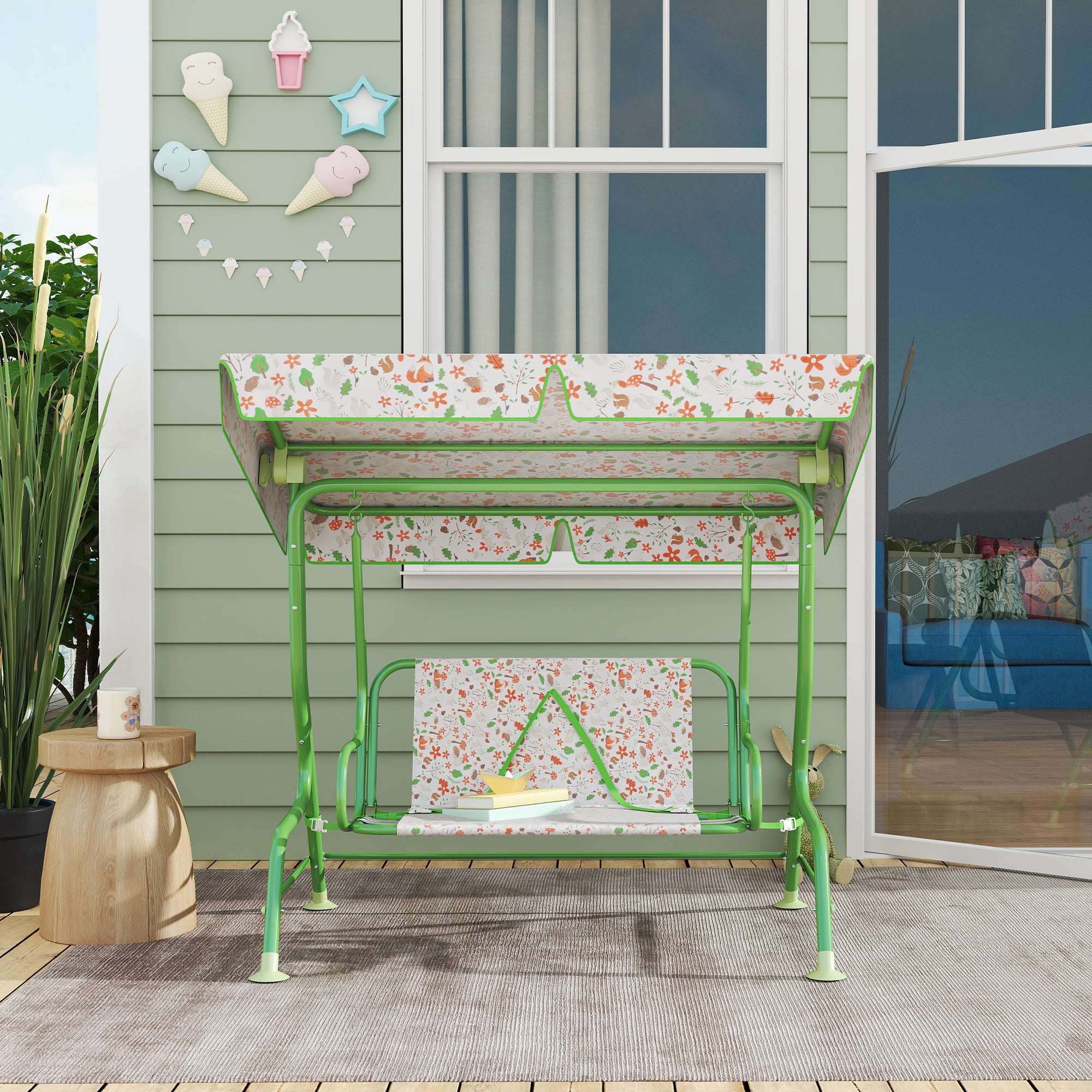 Baloiço de Jardim Infantil Verde 120x112x75 cm - Diversão e Segurança para Crianças
