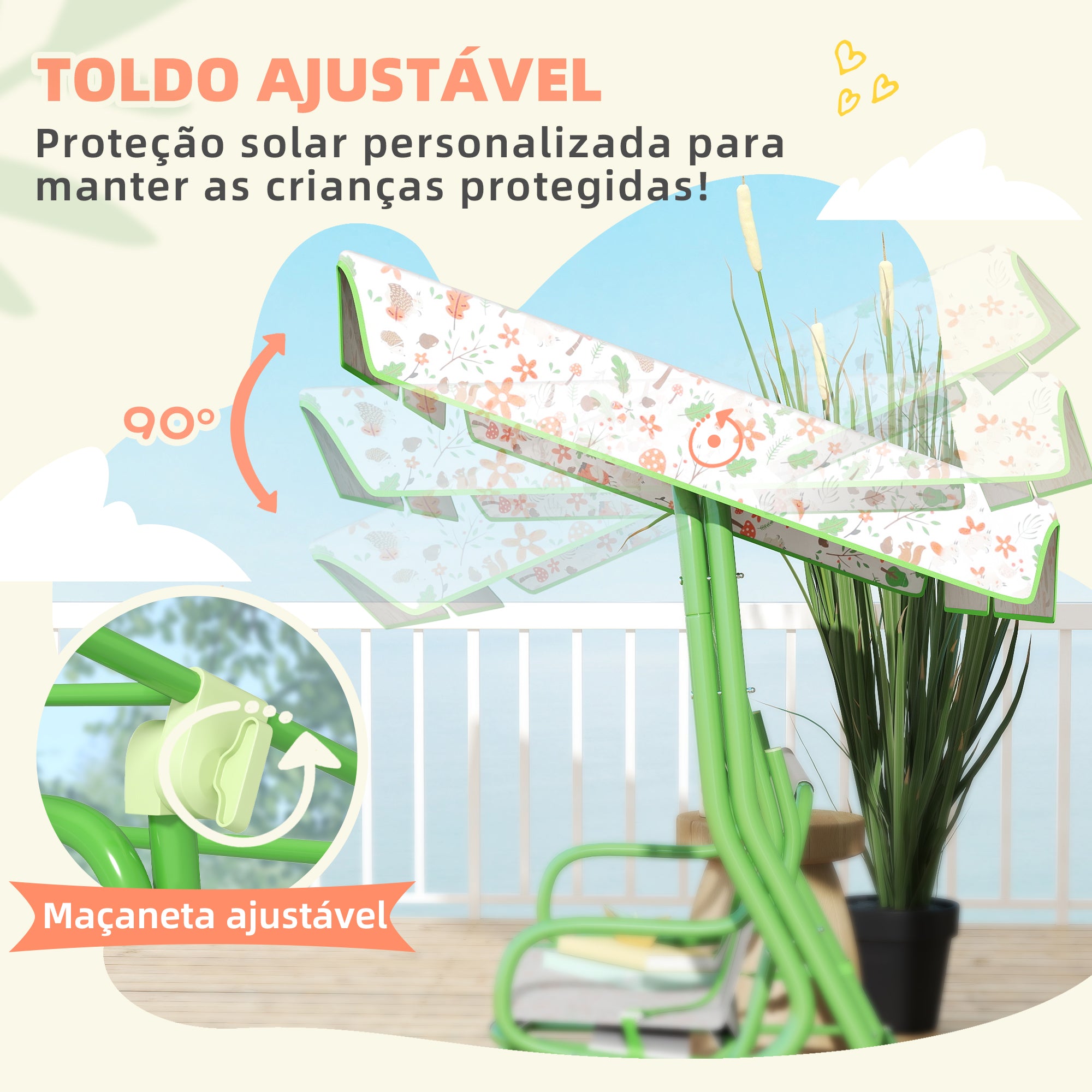 Baloiço de Jardim Infantil Verde 120x112x75 cm - Diversão e Segurança para Crianças