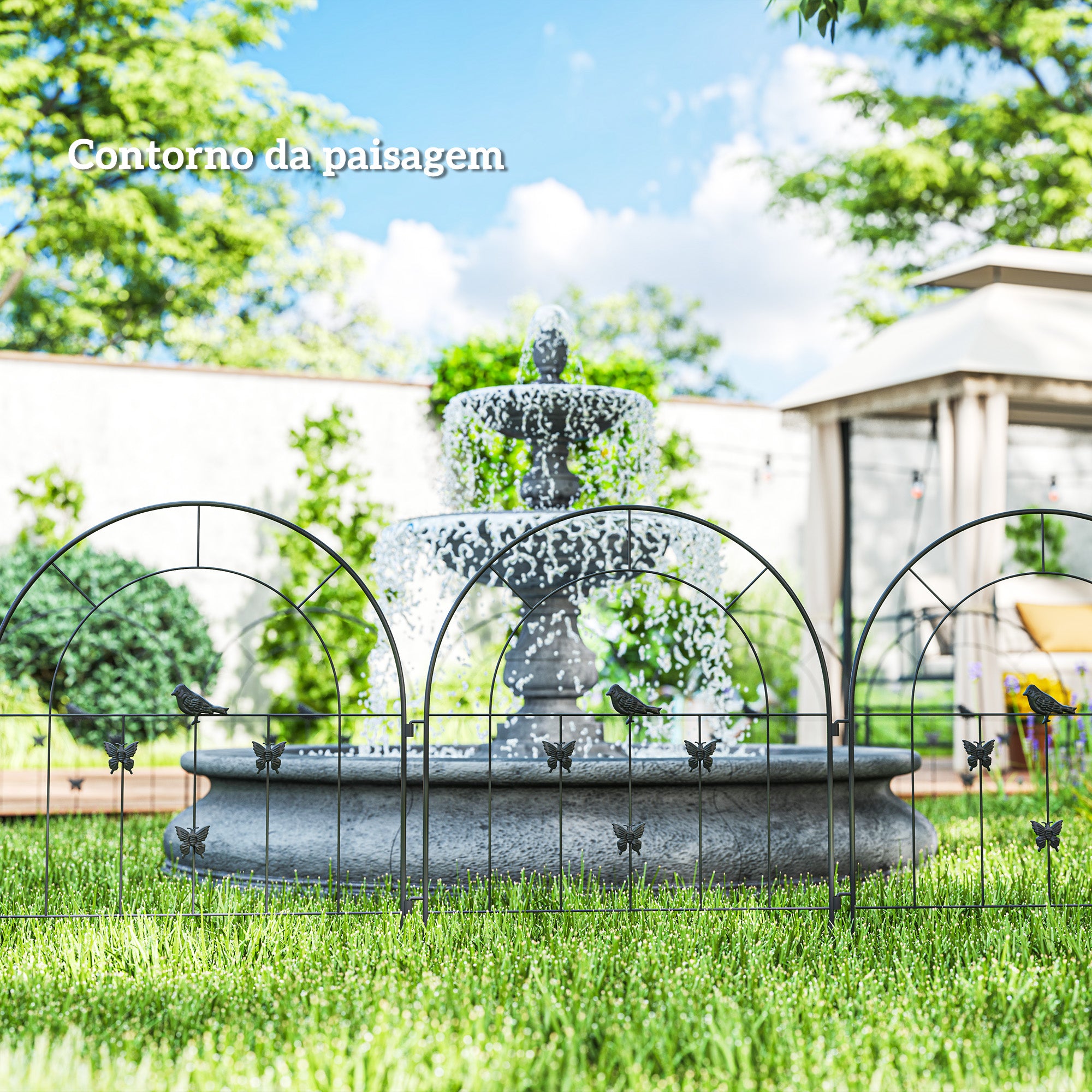 Vedação para Jardim 300x70 cm - Cor Preto