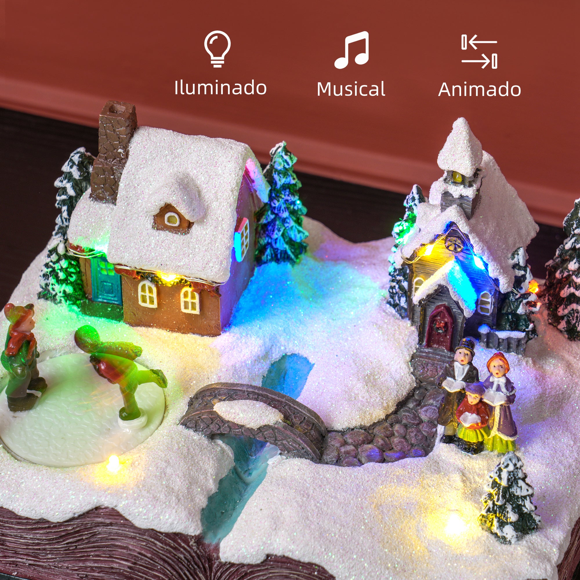Aldeia de Natal com Luzes LED e Música 23x18x15 cm - Multicor