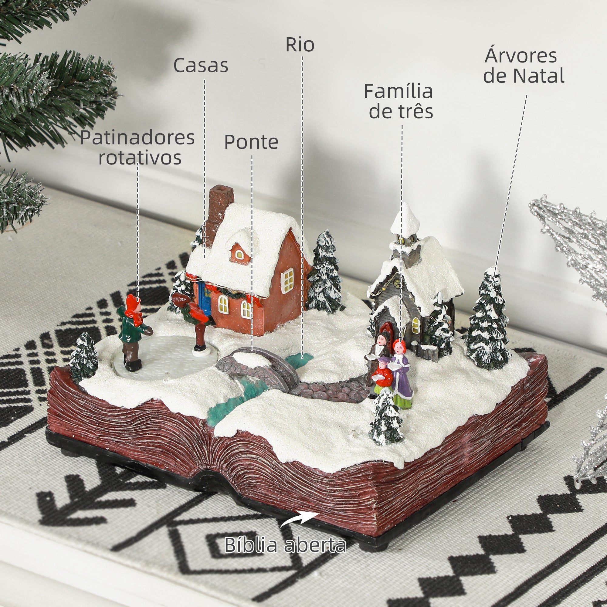 Aldeia de Natal com Luzes LED e Música 23x18x15 cm - Multicor