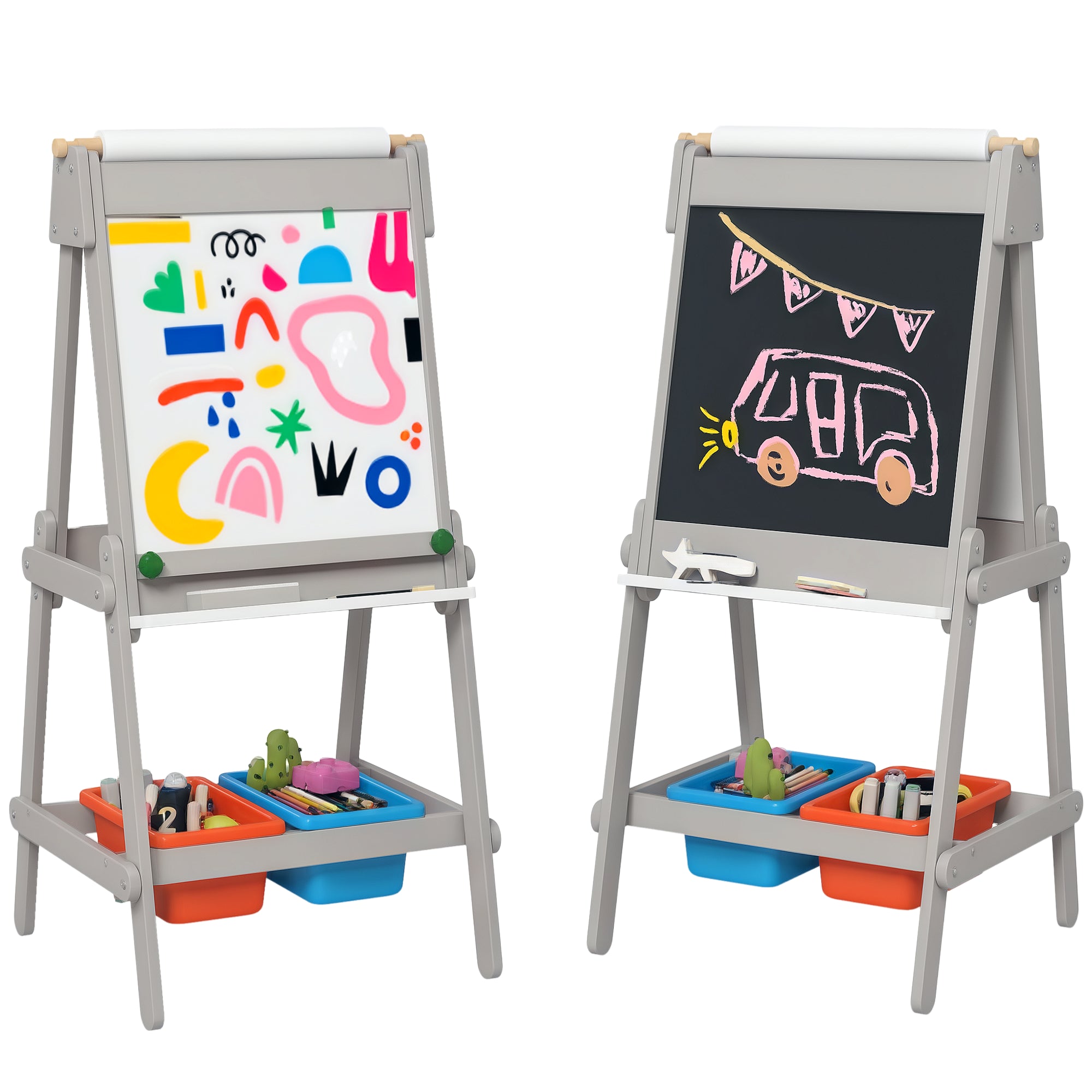 Cavalete de Pintura Infantil 3 em 1 Cinzento 51x50x108 cm
