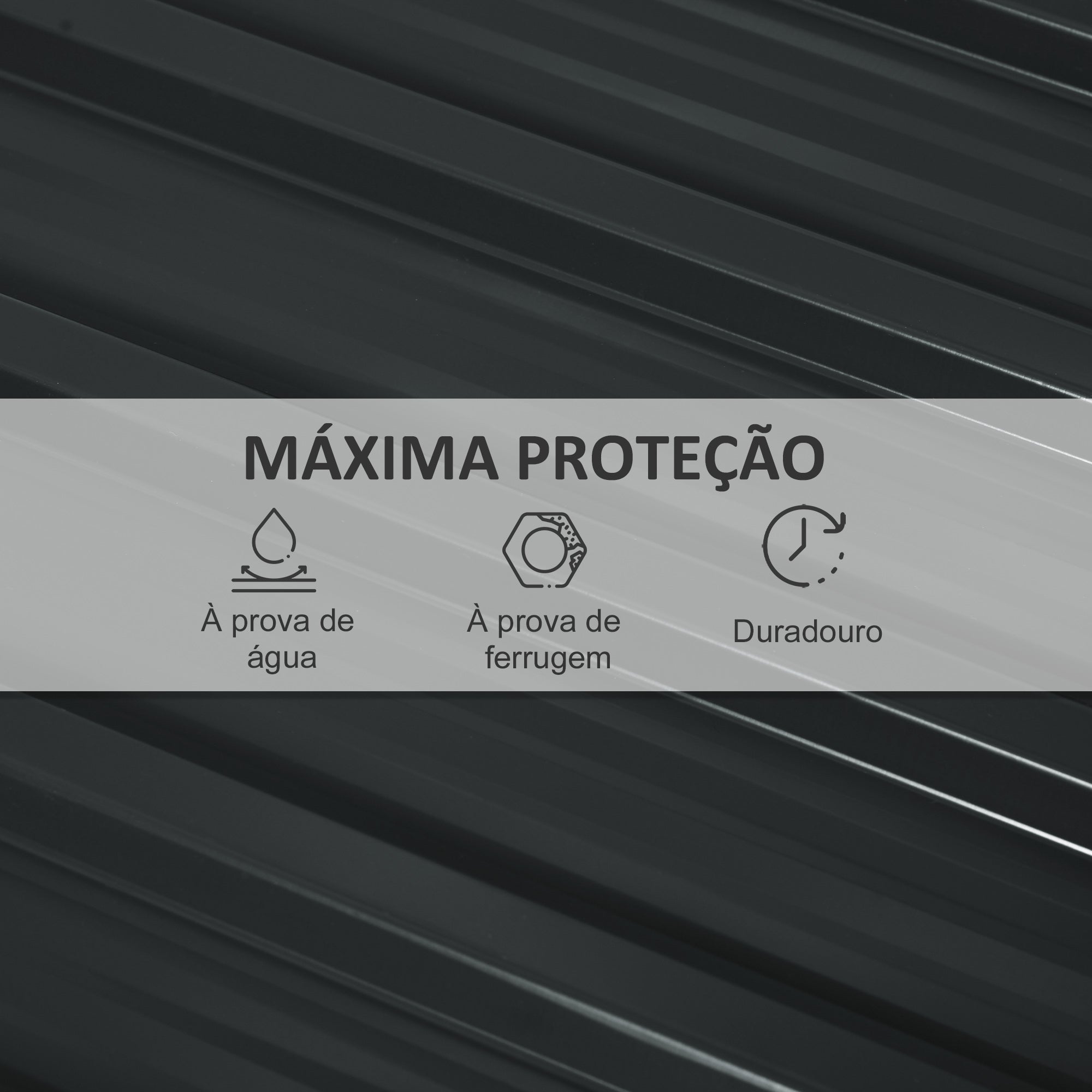 Conjunto de 12 Painéis para Teto em Aço Galvanizado 129x45 cm - Cinza Escuro