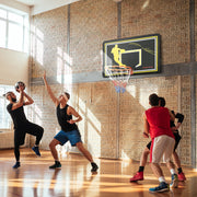 Tabela de Basquetebol de Parede – 110x90x70 cm – Preto e Amarelo – Aço, PE e nylon